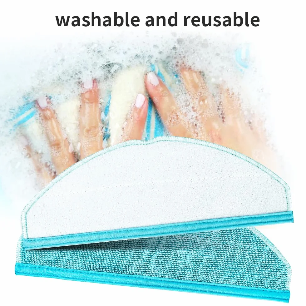 HEPA Mop Pads Paño para Cecotec Conga 8090 9090 ，Accesorio paño de Limpieza. Pack 4 Trapos Lavables para Robot Aspirador.