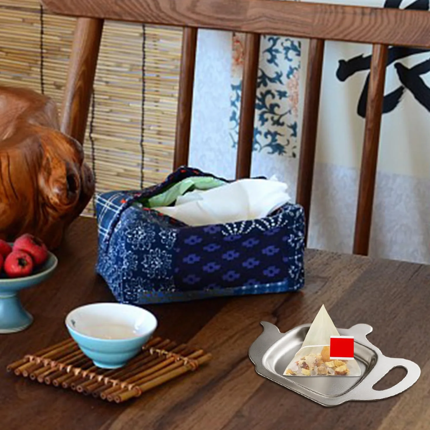 1 Pieza De Plato De Bolsita De Té De Acero Inoxidable Y 1 Pieza De Clip, Plato Decorativo Creativo, Accesorios Para Juegos De Té, Suministros De Cocina.