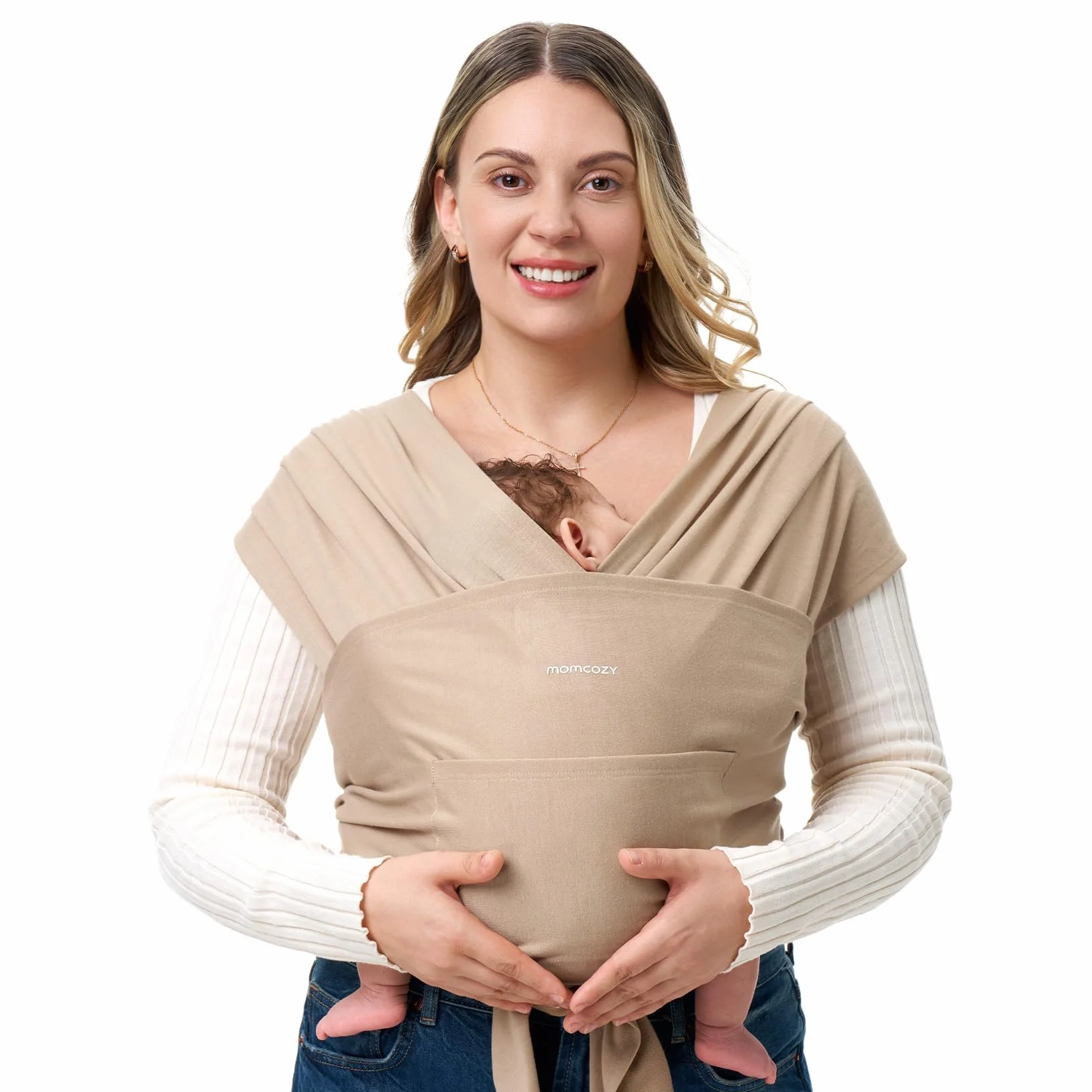 Momcozy Fular Portabebés Elástico Recién Nacidos Ajustable Ergonómico Manos Libres 3,6–15 kg Transpirable OEKO-TEX 100