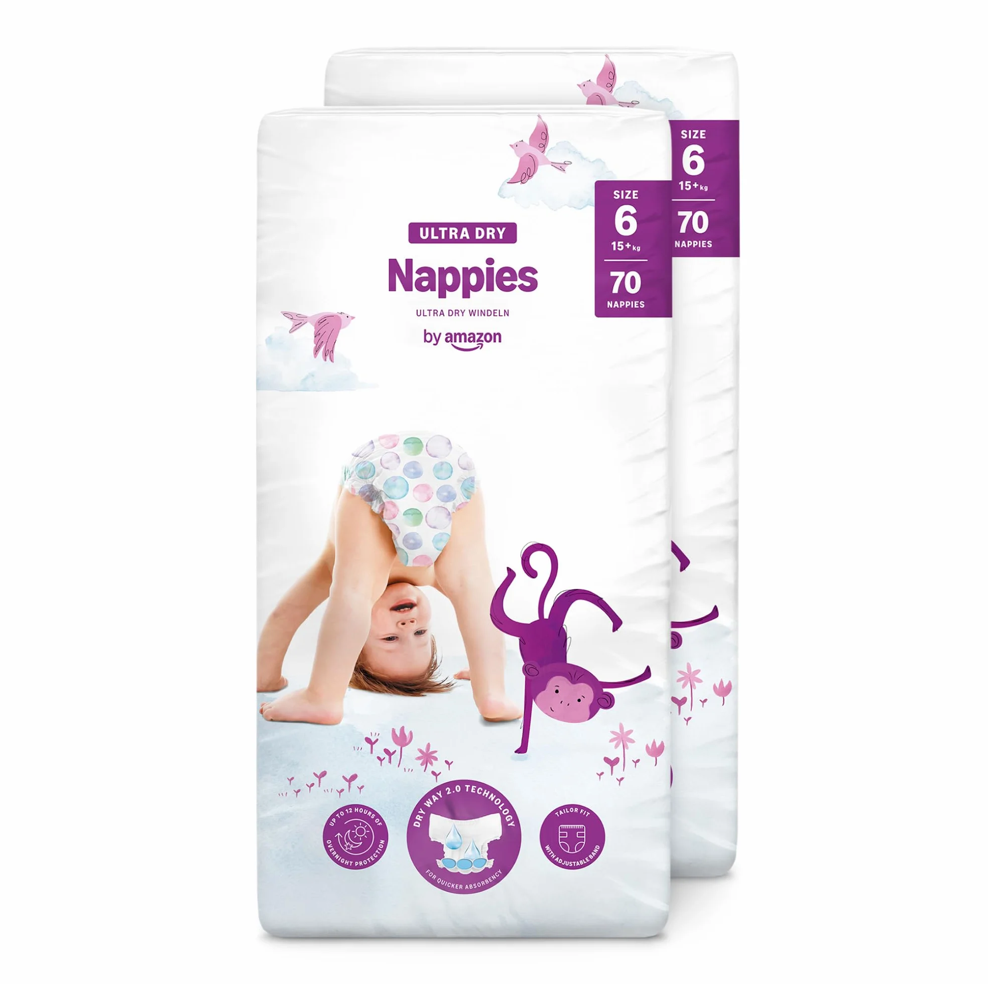 By Amazon Pañales ultra-secos Talla 6 (15+ kg) Con canales Bianco 140 Unidad (2 Paquetes de 70)