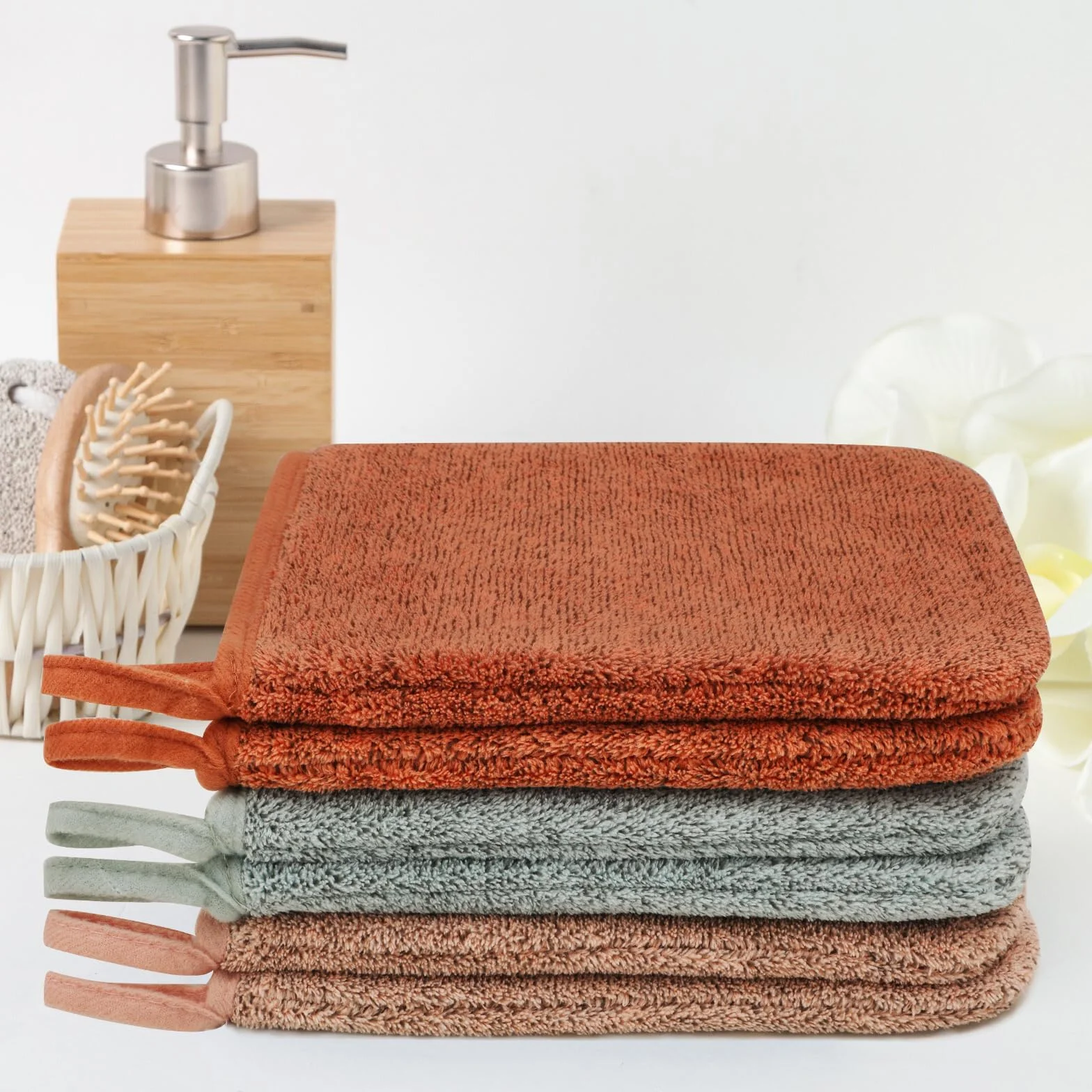 6 Piezas Manoplas Baño Toallas Baño Toalla Facial Toalla Cara Toalla Microfibra Toallas Lavabo Esponja Bebe Recien Nacido Toalla Desmaquillante Reutilizable Limpieza Facial 15x21cm Franela-A