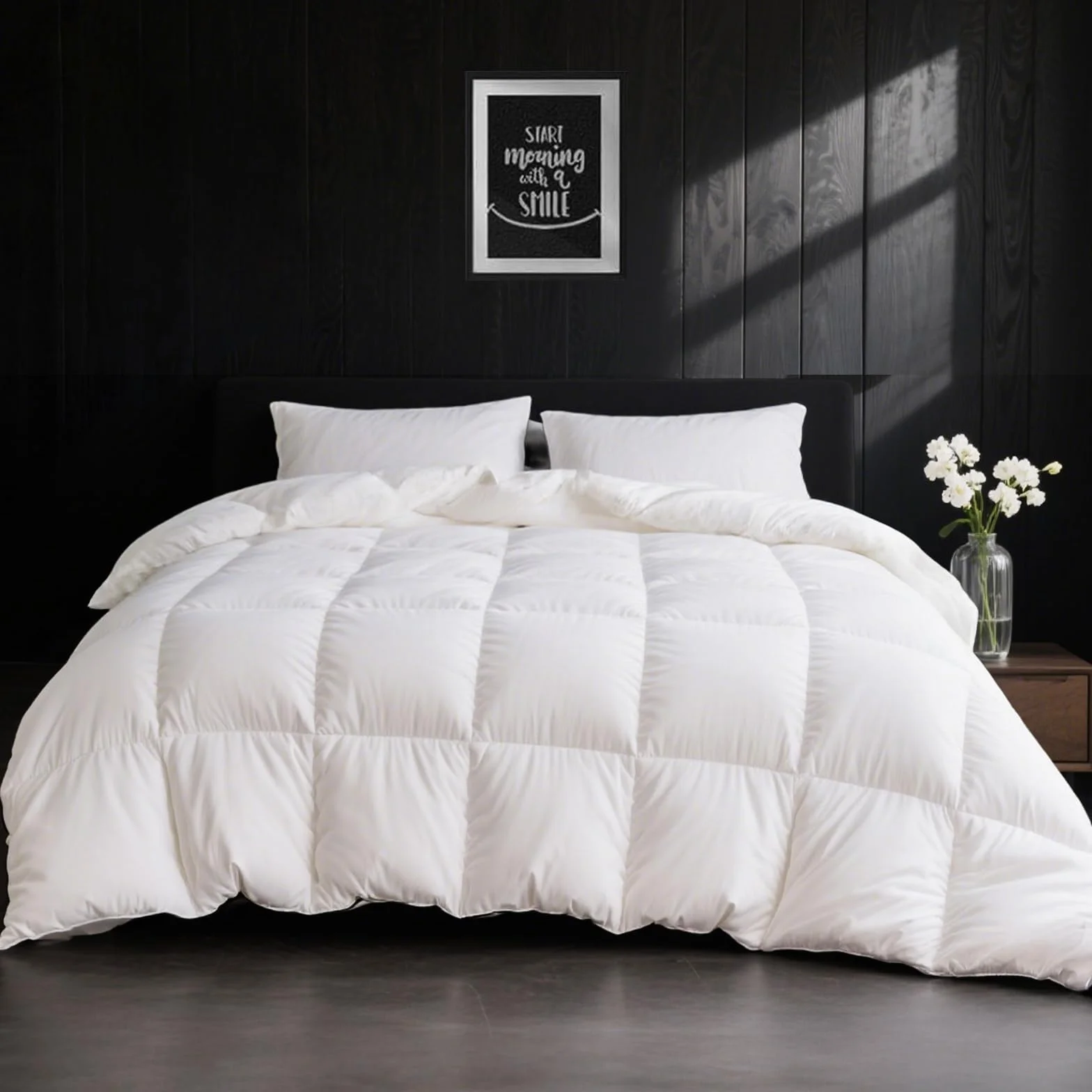 APSMILE Edredón de Plumas y Plumón Cama 160/180, 100% Algodón Egipcio, Relleno Nórdico Plumón para 4 Estaciones 320 gr/m², Lavable Certificado Oeko-Tex y RDS(Blanco, 240x260cm)