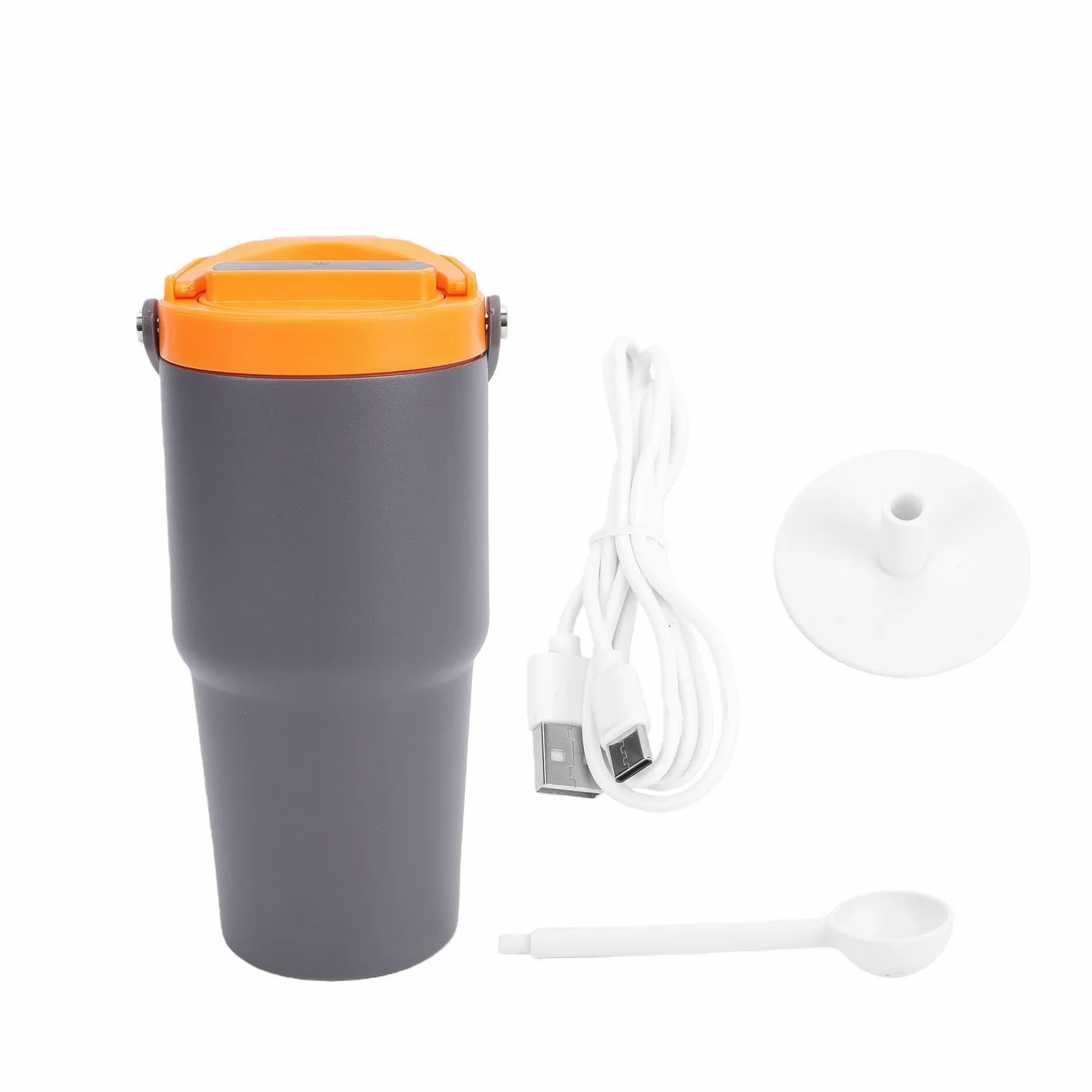 GLOGLOW Portátil, Tazas y Tazas Taza de café Eléctrica, Taza de café Recargable por USB de 600 Ml con Diseño Aislado, para Viajes, Camping, Coche, Oficina, Portátil, Acero Inoxidable 304