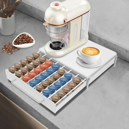 Dispensador de cápsulas de café, organizador de gran capacidad para encimera, soporte eficiente para cápsulas Keurig y Nespresso