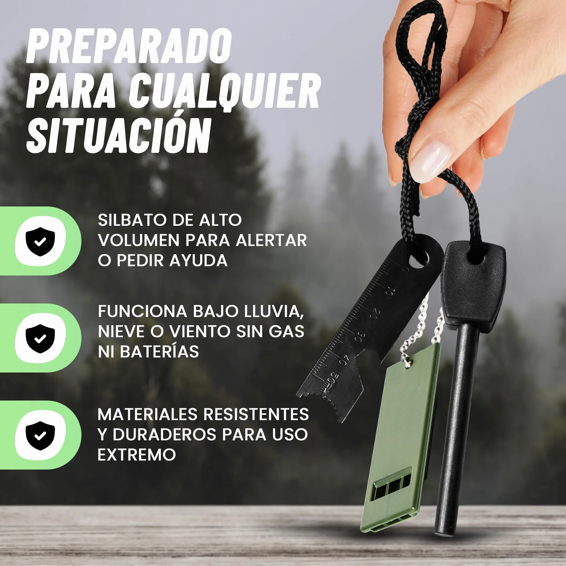 Pedernal Supervivencia Profesional - Arrancador de Fuego de Acero 20.000 Usos para Acampada