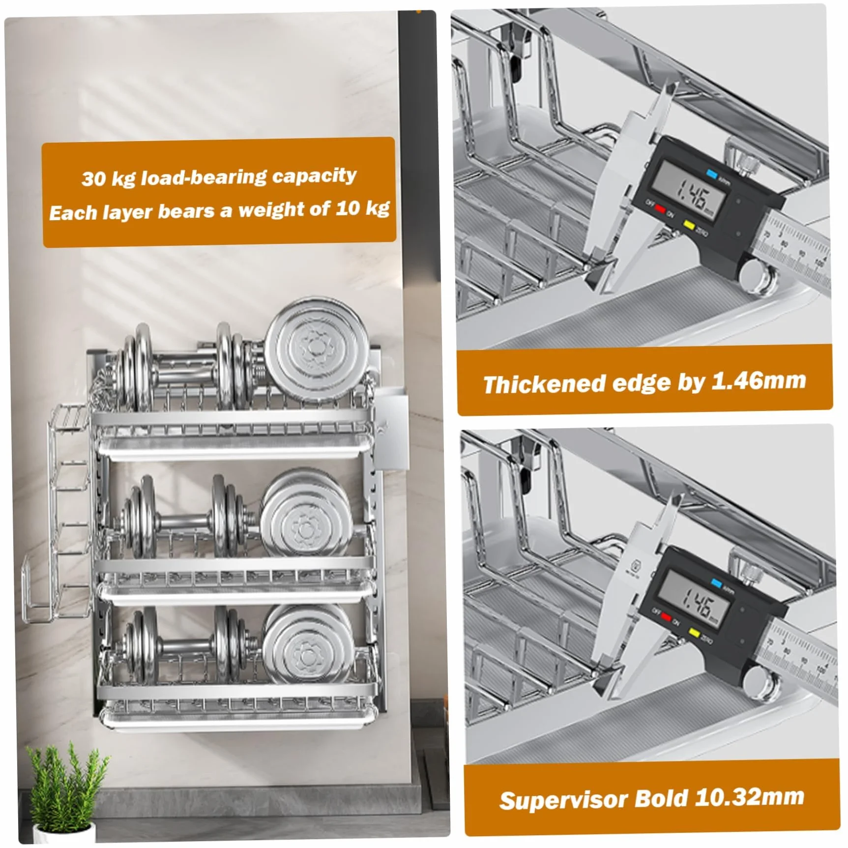 Escurridor de platos colgante montado en la pared, 2/3 niveles, ajustable, ahorra espacio, con escurridor, ganchos y soporte para cubiertos, fácil instalación sin taladrar (tamaño: 2 capas)