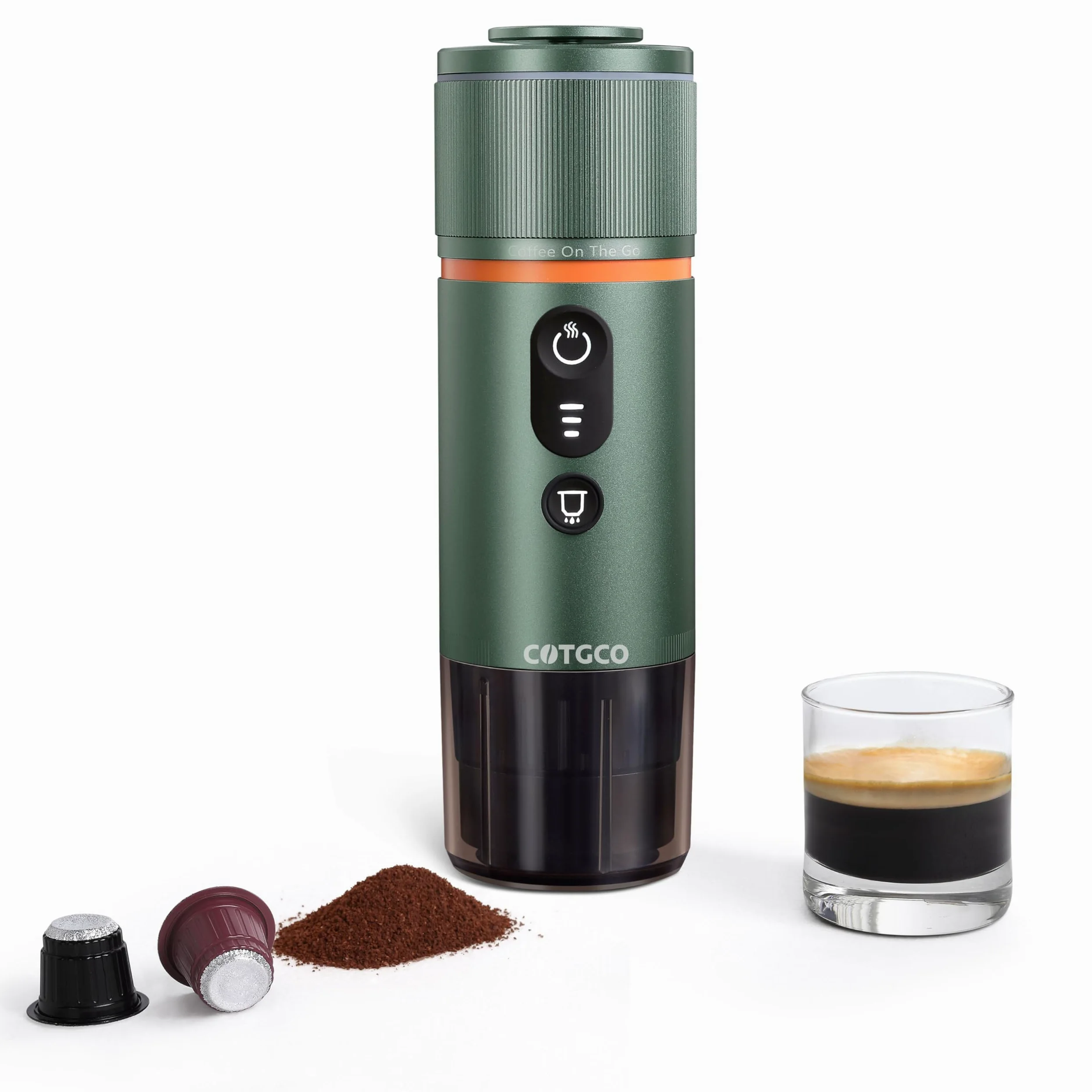 Cafetera Portátil con Cápsula de Espresso - 12V Máquina de Café Electrica con Batería - para Coche Camión y Viajes - Compatible con Cápsulas Originales Nespresso y Cápsula L'or(verde)