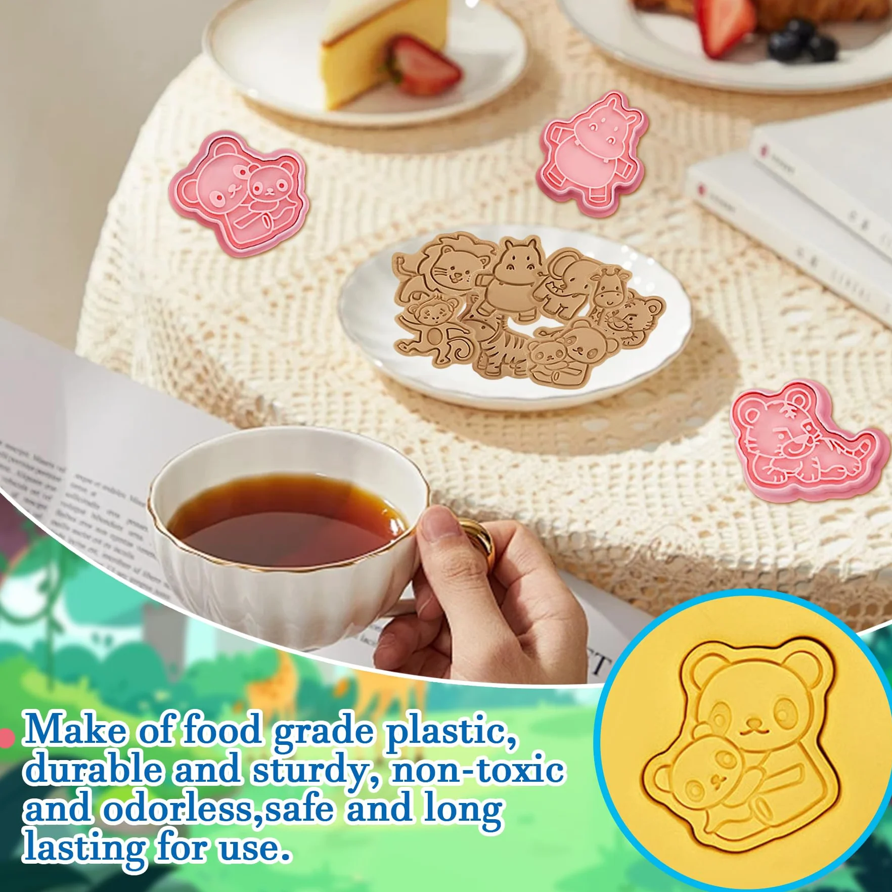 YeahBoom 8 Piezas Moldes Galletas,Cortadores de galletas de 3D,Juego de moldes para galletas,Moldes Galletas Plástico para cookie fondant decoración de pasteles