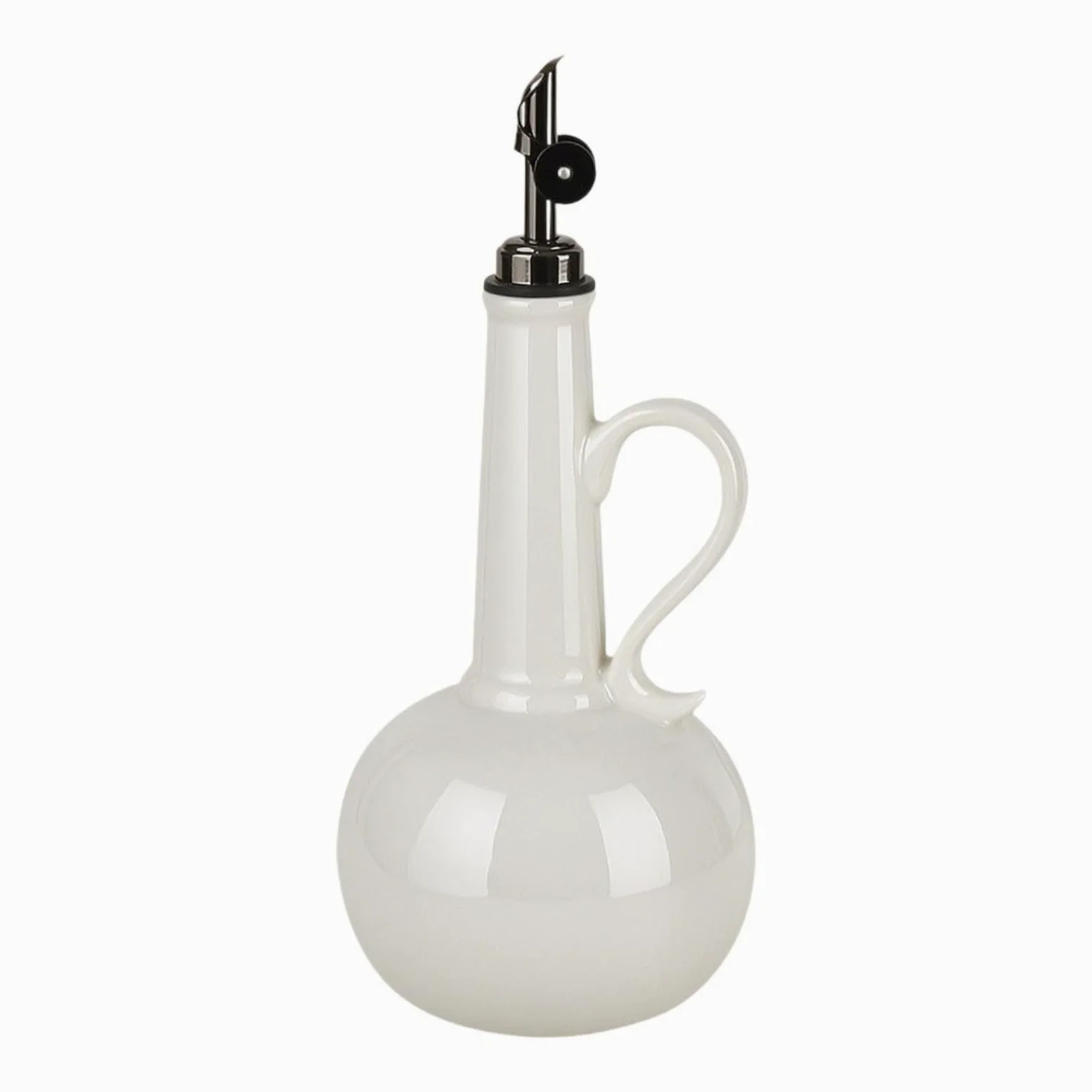 Botella Dispensadora de Aceite Vinagrera Manual Elaborada en Cerámica Contenedor para Cocina con Antiderrame Adecuada para Uso Doméstico Come, Blanco, Individual