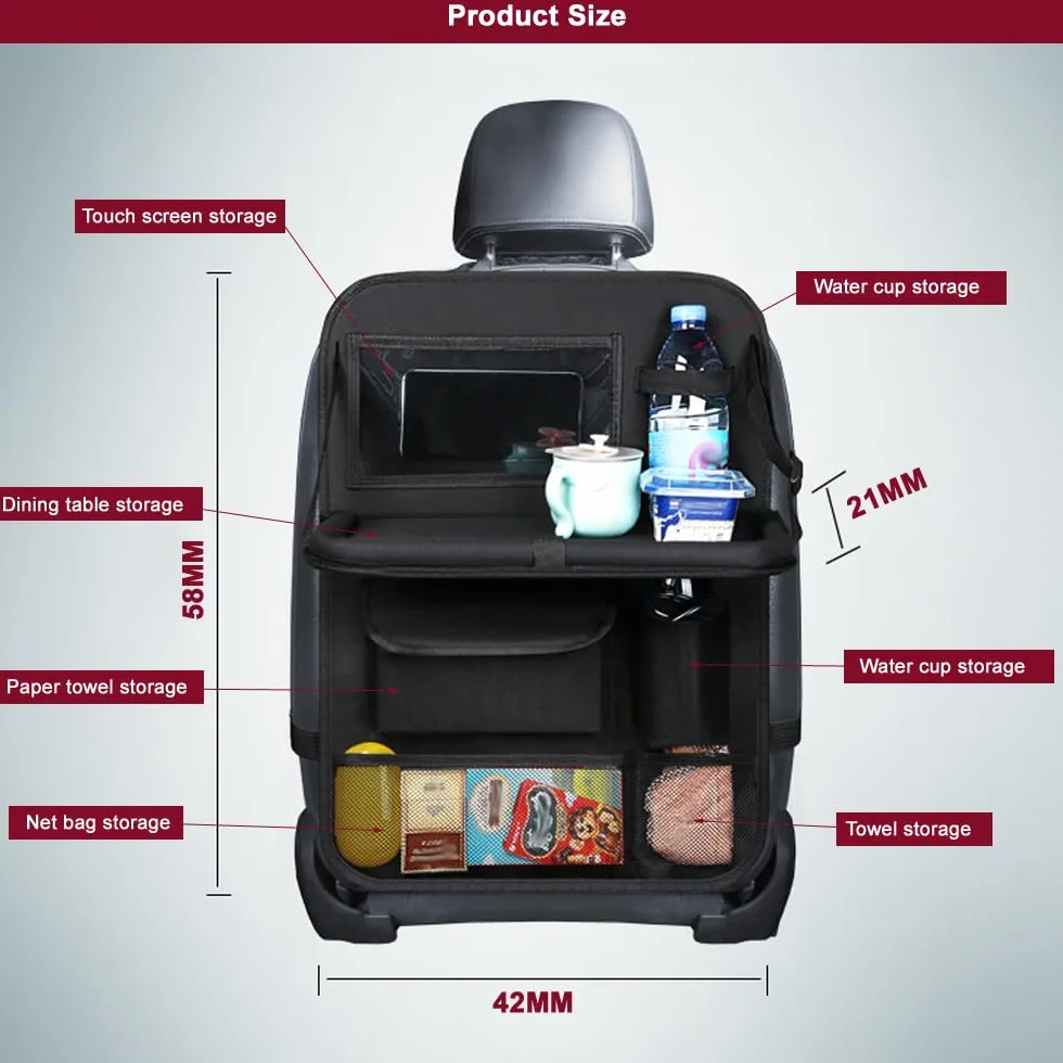2Pcs Organizador De Asiento De Coche, Almacenamiento De Asiento De Automóvil Con Soporte De Mesa De Comedor Plegable, Organizador Para Coche Para Juguetes, Aperitivos, Artículos Básicos De Viaje, Etc