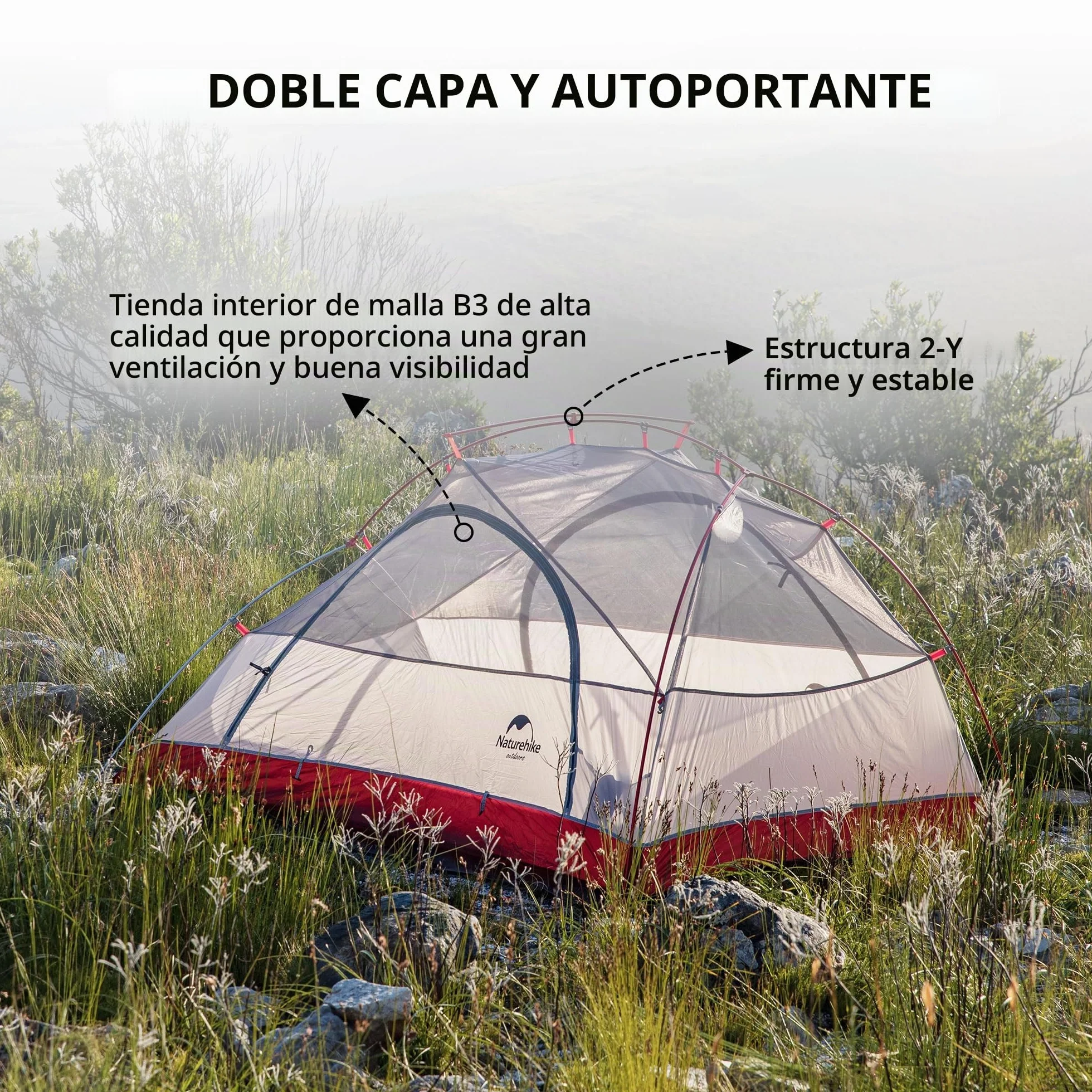 Naturehike Star-River Tienda de Campaña Ultraligera Doble Capa 2 Personas Impermeable Mochilero
