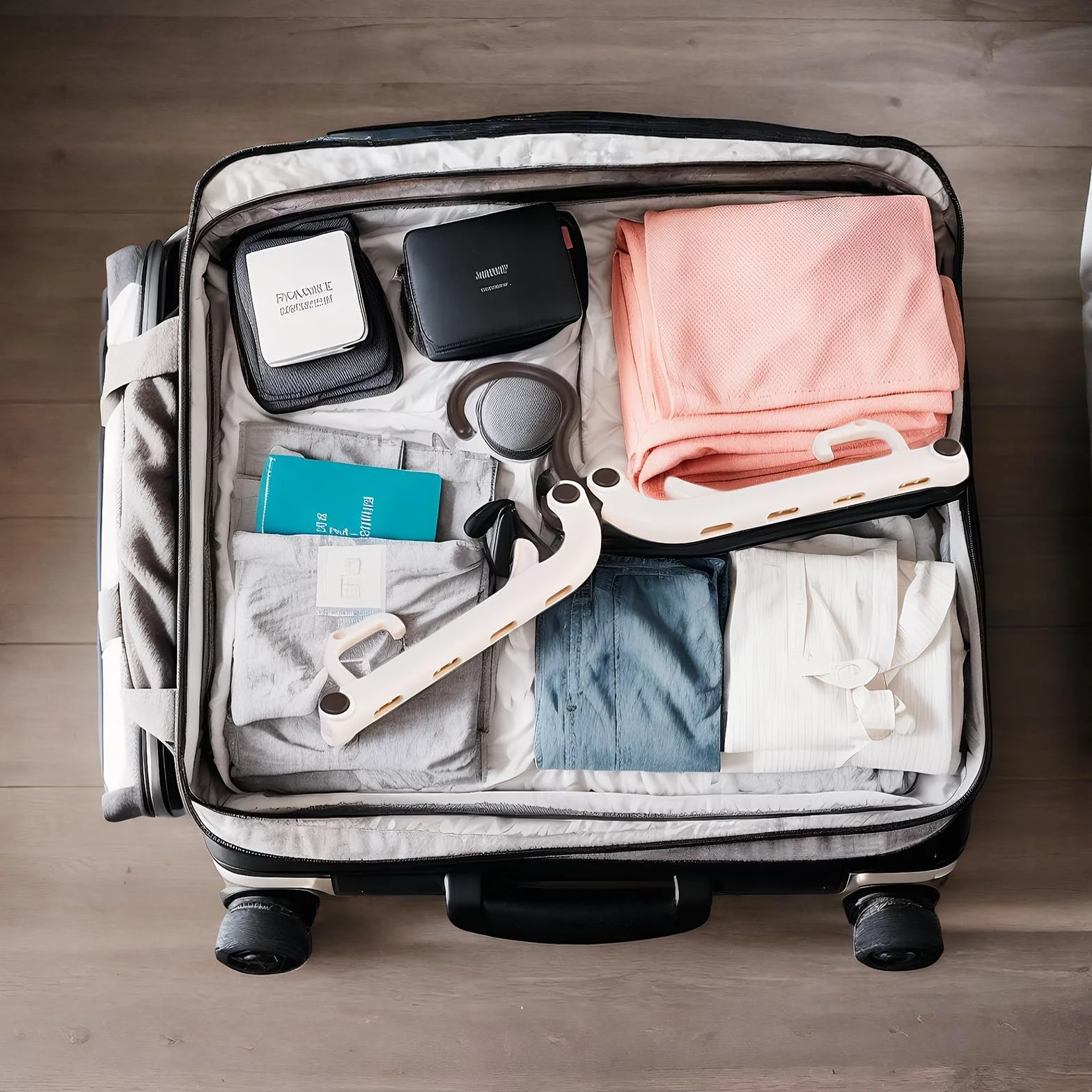 Perchas Plegables, 6 Perchas Portátiles con Pinzas, para Acampar Y Viajar (Beige + Marrón)