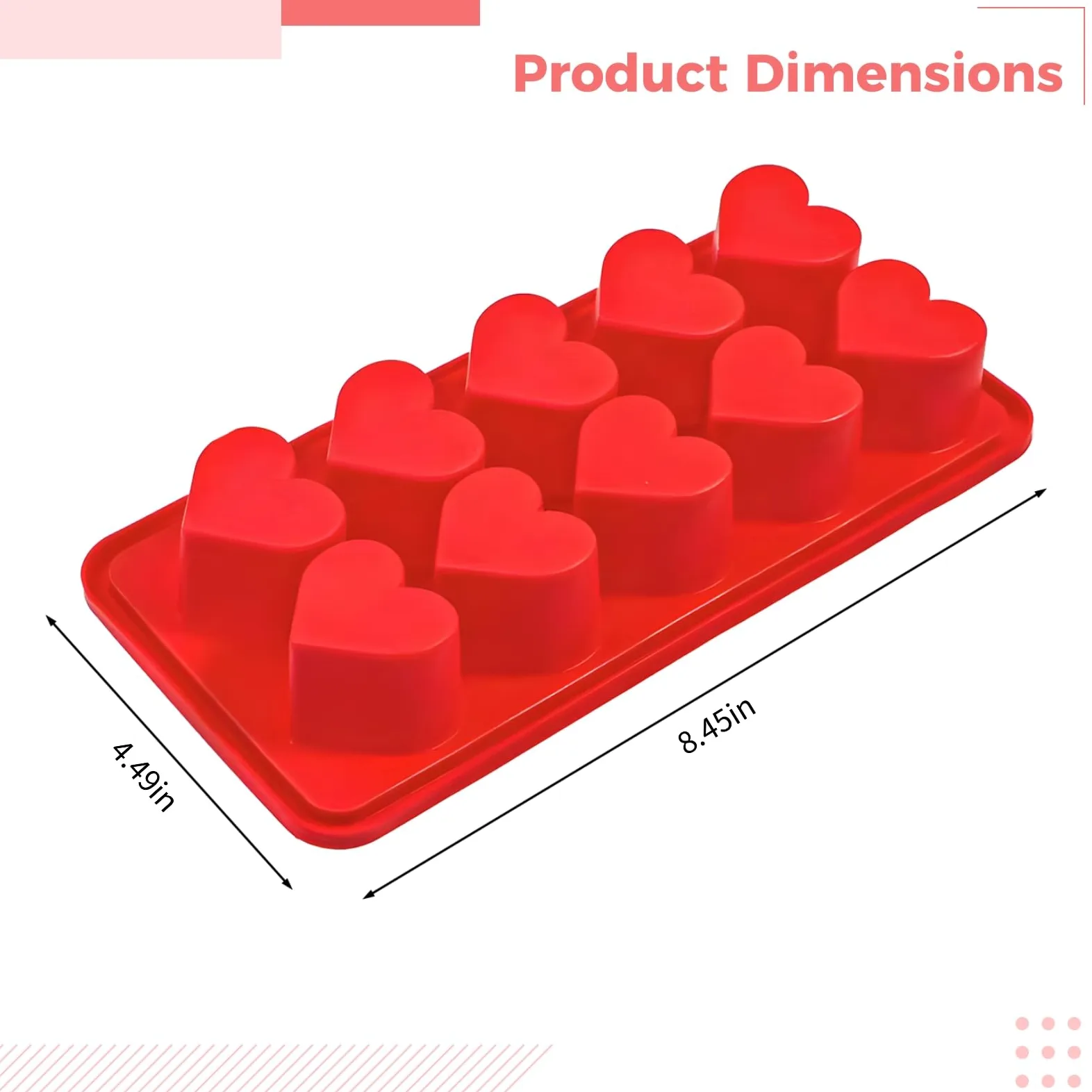 6 moldes de silicona en forma de corazón, 10 moldes de cavidad para chocolate, hornear y hacer jabón, moldes caseros, versátiles para golosinas del día de San Valentín