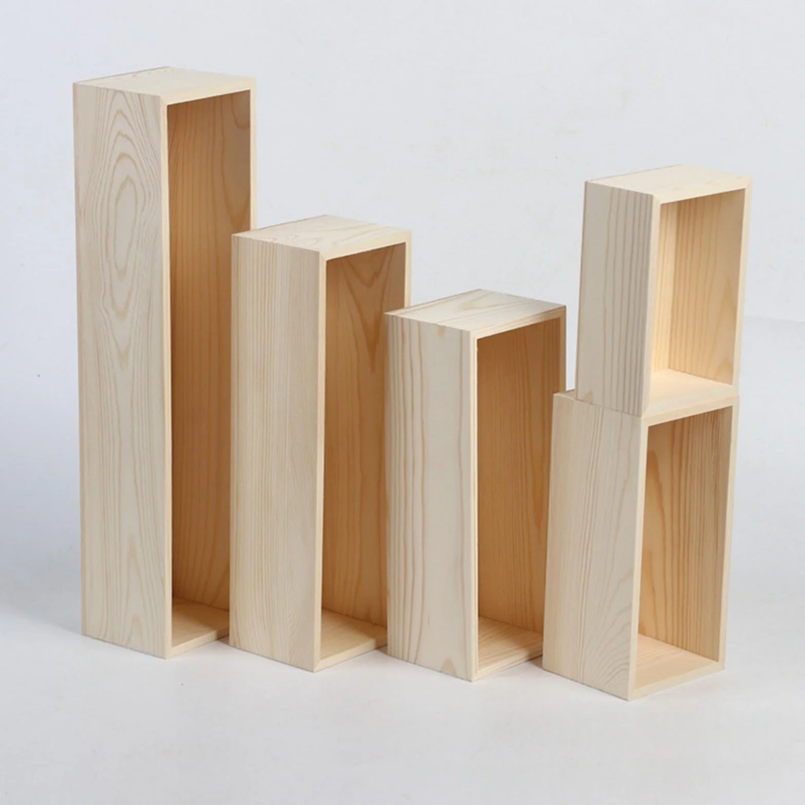 Anktily 1 paquete de cajas de almacenamiento de madera sin terminar, organizador rectangular de 30 x 20 x 8 cm, contenedor de madera natural rústica para decoración del hogar, oficina y lugar
