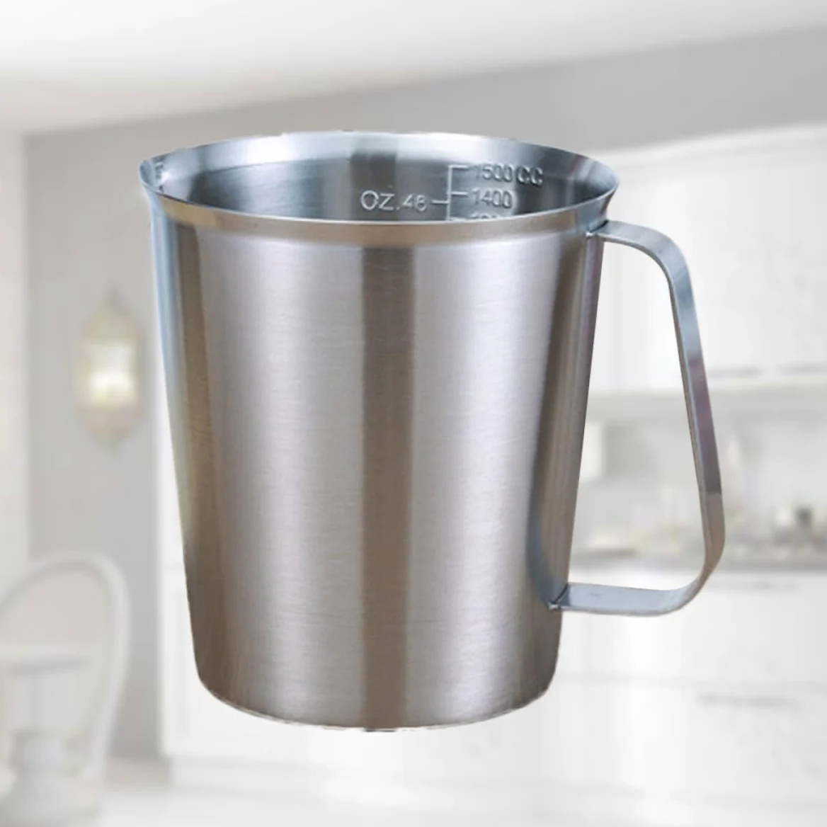 Taza Medidora con Asa de Acero Inoxidable 304 de 1500 Ml Resistente Oxidación, Adecuado para Hornear y Preparar Café o Té con Leche
