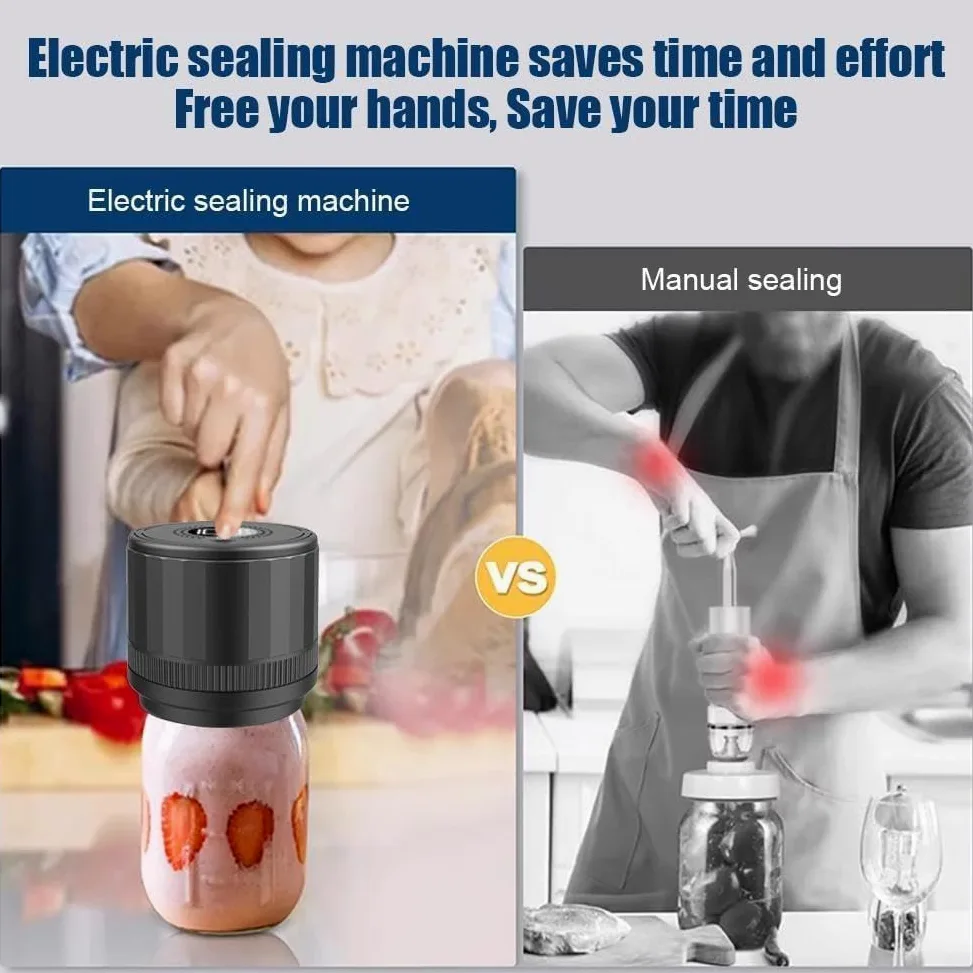 Sellador al vacío de tarros Mason, Kit de Sellado al vacío de Alimentos con Parada automática, Recargable por USB, máquina de Sellado al vacío para Almacenamiento y fermentación de Alimentos