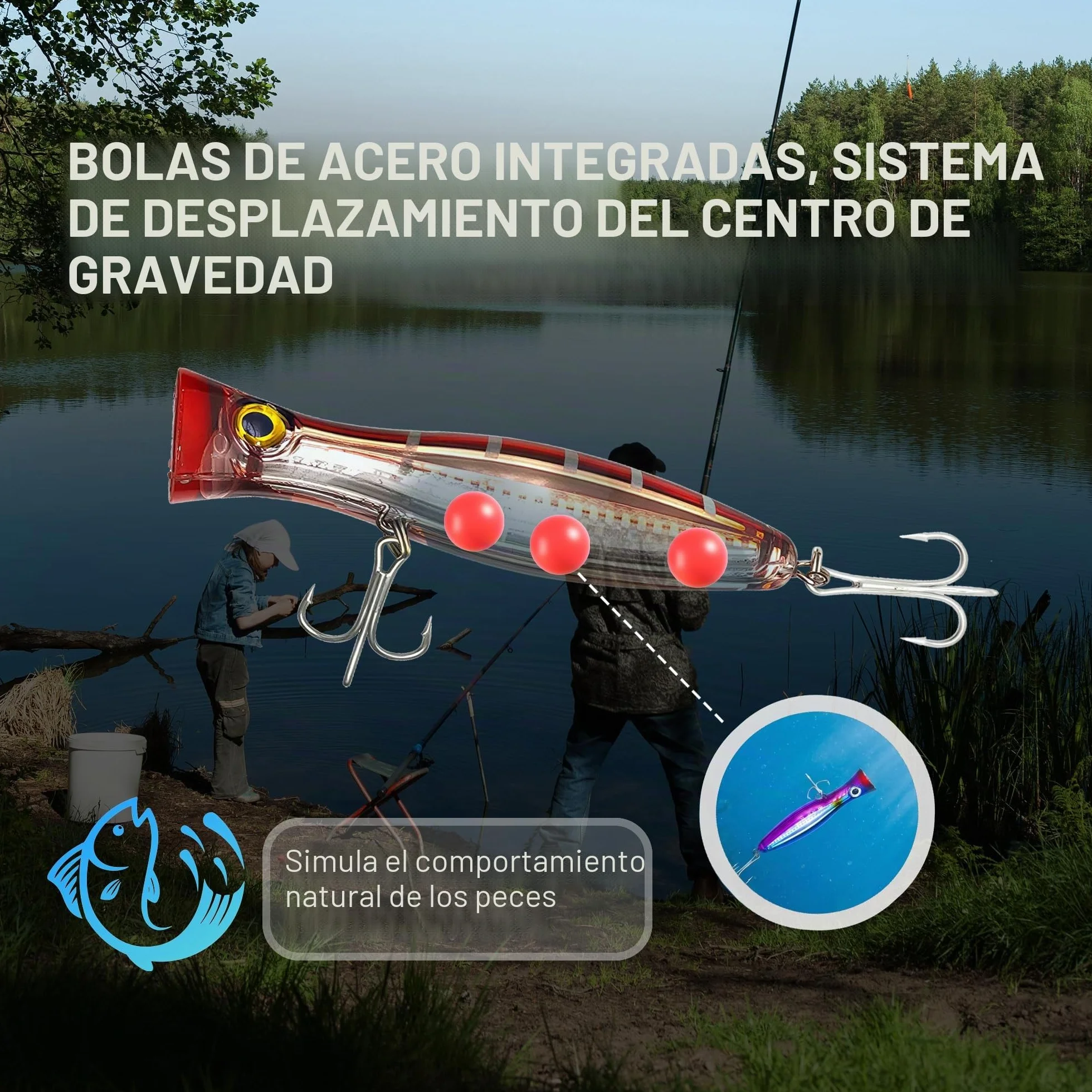 señuelos de pesca, Surface Bait - Popper, Big Popper, cebos flotantes, señuelos de pesca de agua salada, señuelos artificiales de pesca de agua salada, perca, atún de mar, lucio,