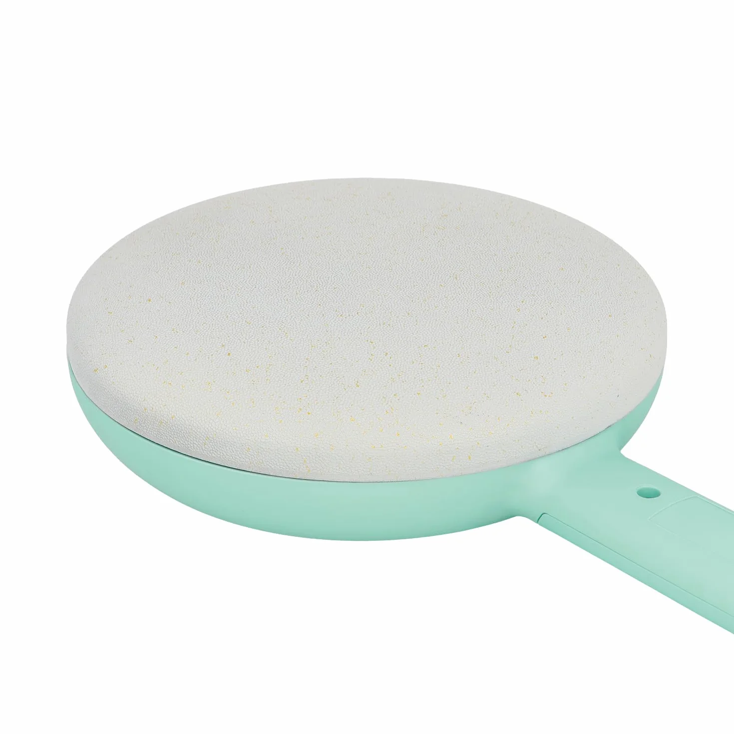 Jocca - Crepera eléctrica 21 cm | 3 niveles de temperatura | Placa antiadherente | Diseño compacto color turquesa | Mango frío | Sistema 2 en 1 tapa/plato | 600 W | Línea Sweet