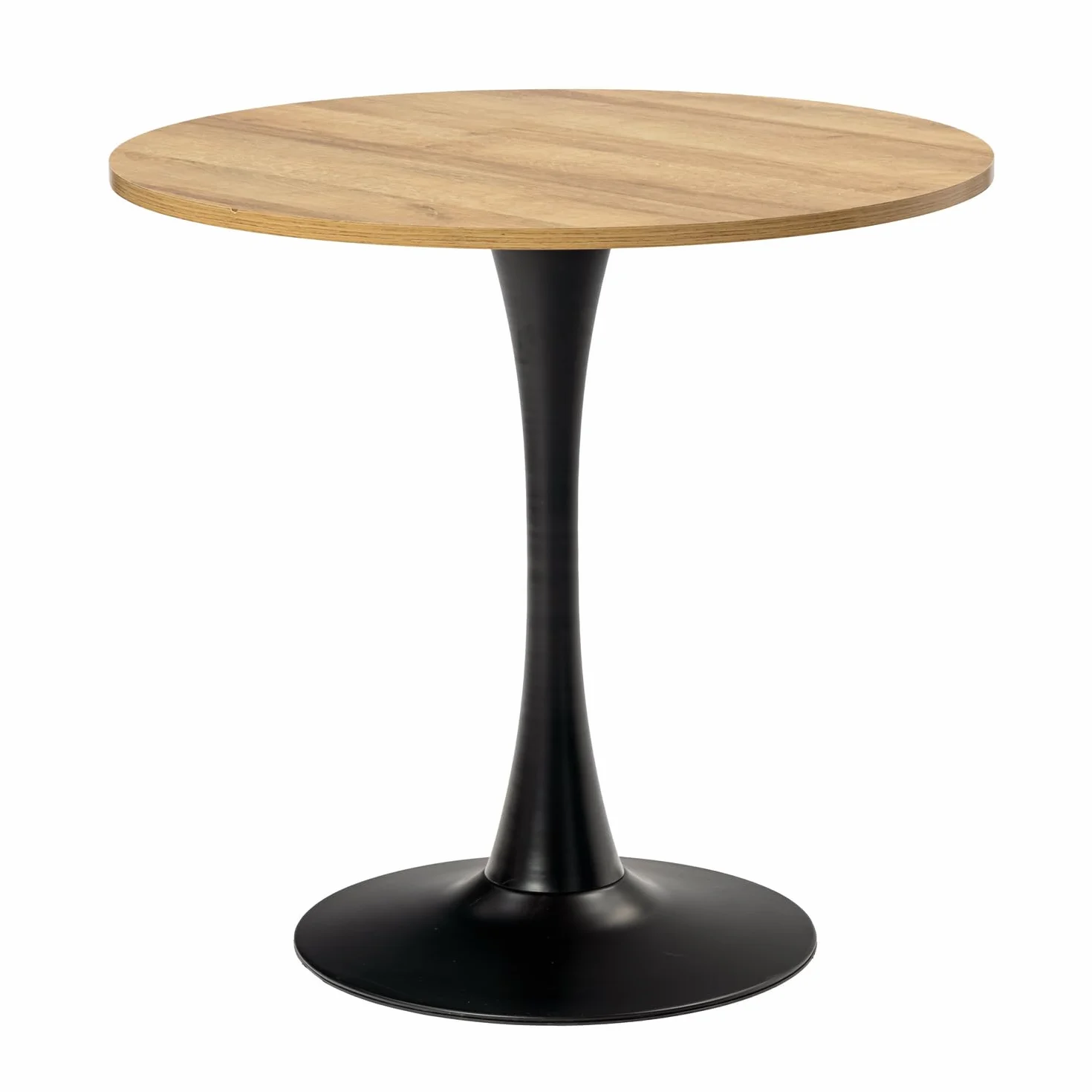 FURNISH - Mesa de conferencias redonda clásica de madera de ingeniería y metal, mesa de reuniones robusta ideal para debates grupales y revistas de proyectos en la oficina