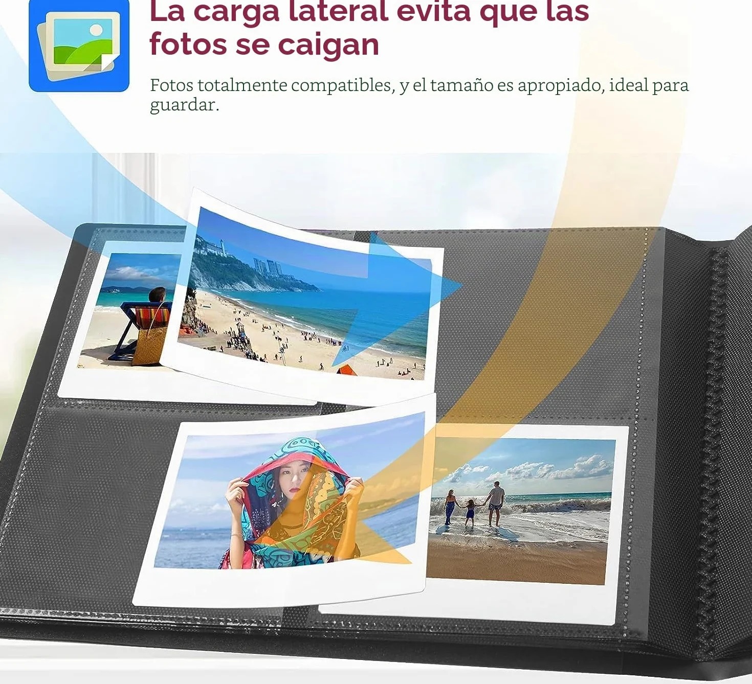 Álbum de fotos de 160 hojas para Fujifilm Instax Wide 400/300. Apta para cámaras instantáneas Polaroid Now/Now +/OneStep/OneStep 2, impresora POP/Lab y película i-Type/600/SX-70 (Negro)