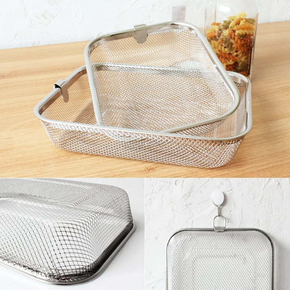 Colador de Cocina Rectangular- Escurridor - Malla Fina - Acero Inoxidable