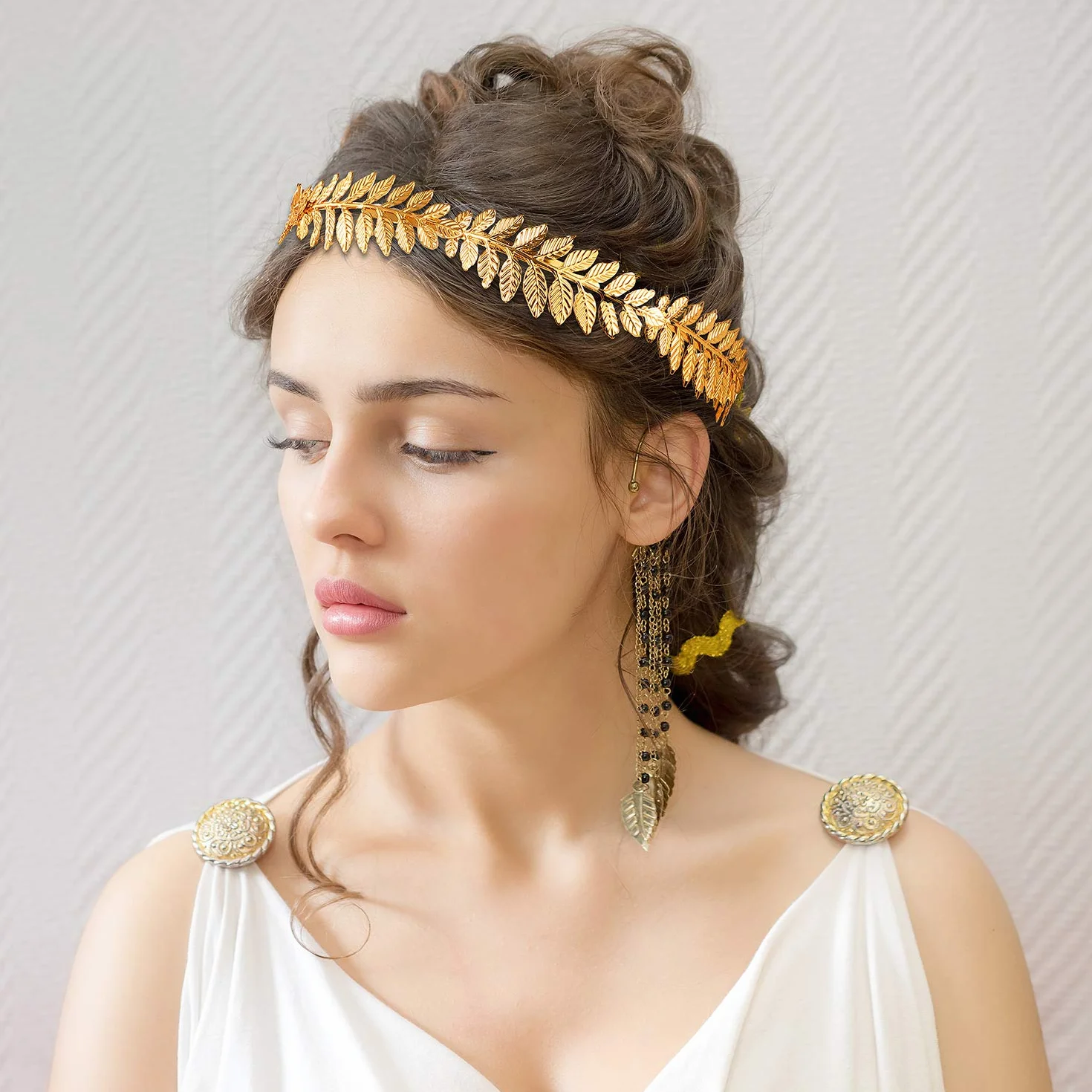 Cindeer 3 Piezas Diadema Romana Corona de Laurel Corona de Hojas Doradas Tocado de Diosa Griega para Mujeres Hombres Accesorios para Fiestas Bodas