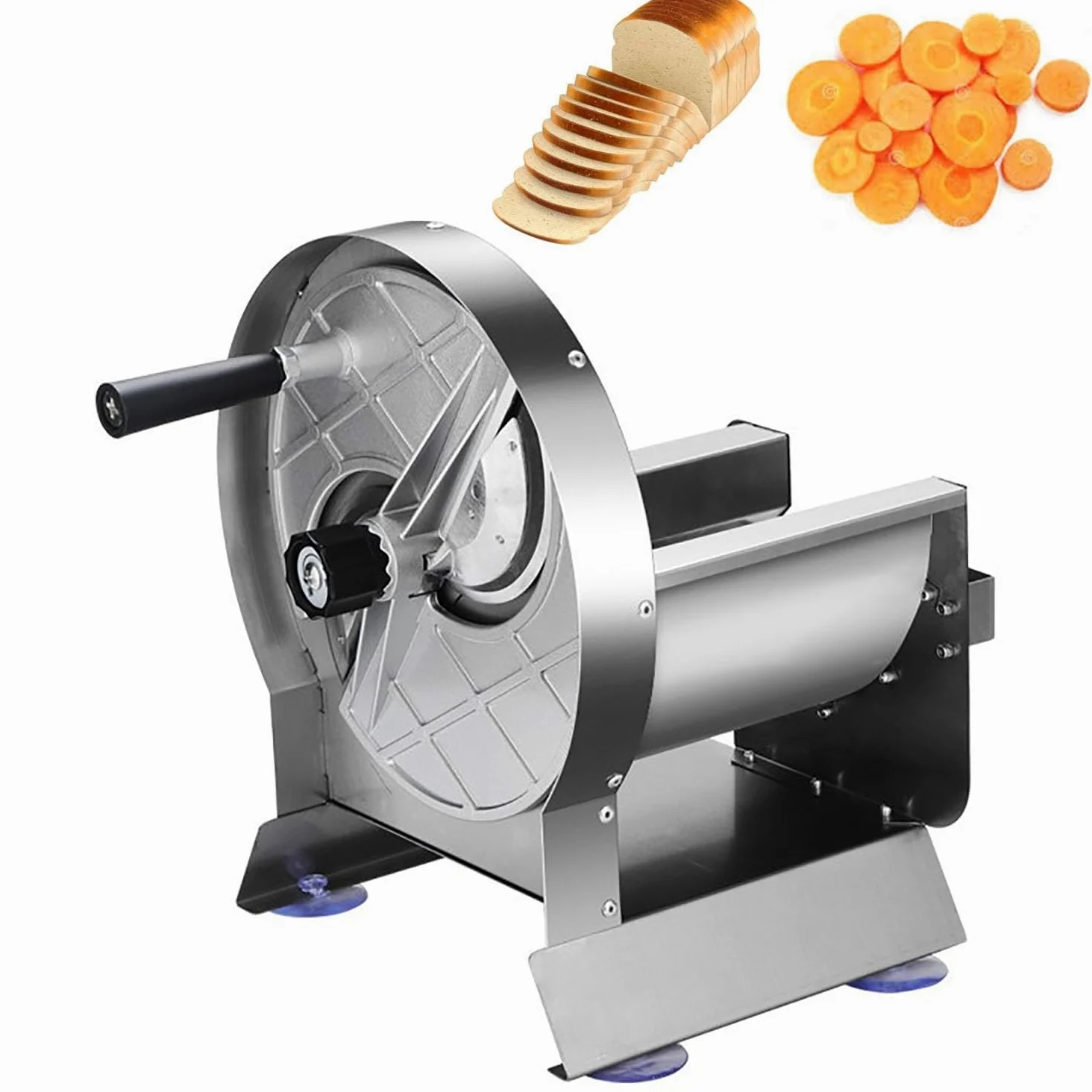 Cortador de verduras comercial, cortador de frutas de acero inoxidable, canal de alimentación grande, hoja de 8 pulgadas, grosor ajustable de 0.2 a 10 mm para tomates, limones y más