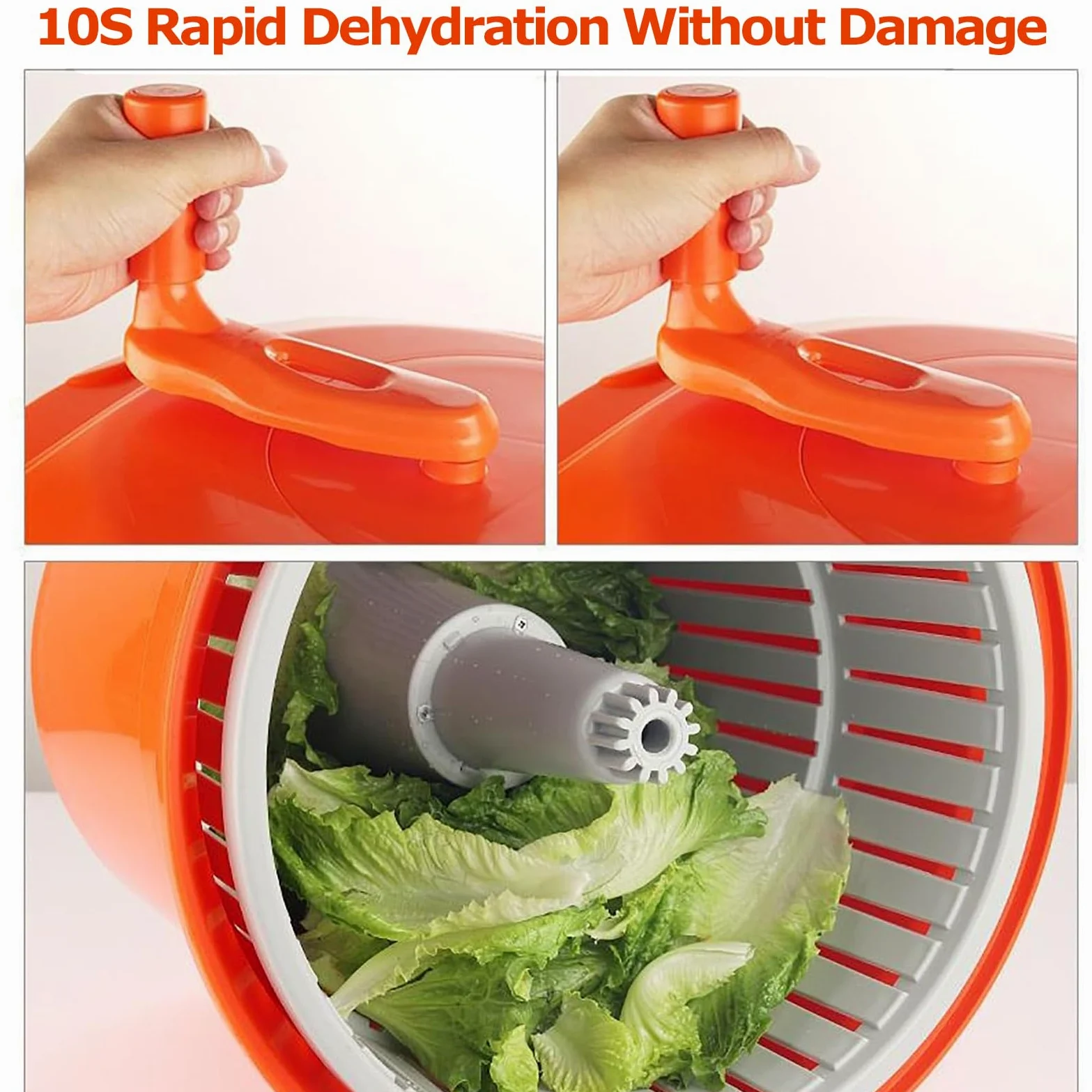 Centrifugador de ensalada, 10 L, 20 L, lavadora comercial grande de verduras, 10 segundos, deshidratación rápida, material de polipropileno, sin BPA, cesta para lavar frutas y verduras, deshidratador
