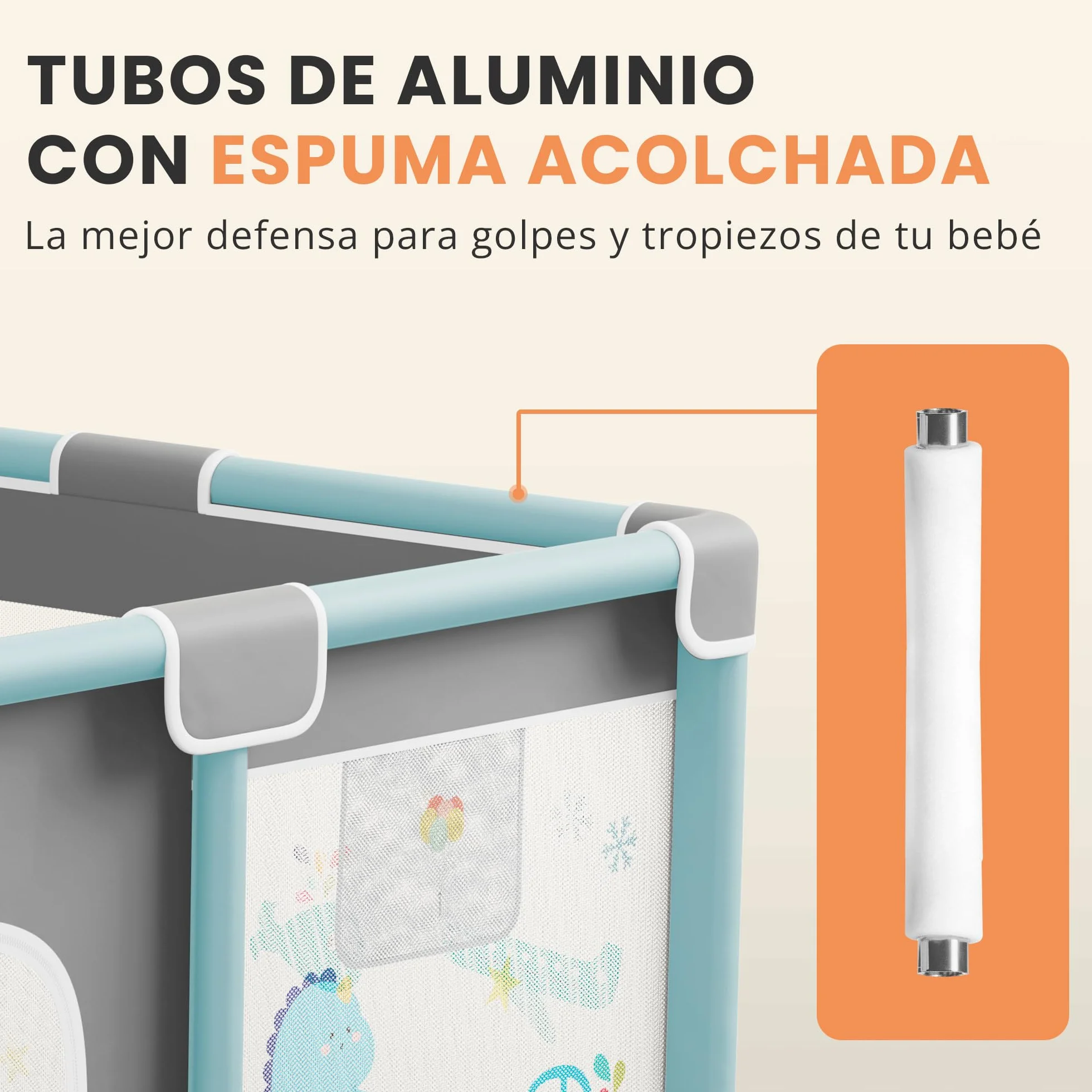 JUPPLIES Parque Infantil Bebe 150x180cm + Alfombra Bebe – Corralito Bebe con Malla Transpirable – Parque de Juegos Bebe Plegable con Puerta Lateral – Playpen Bebe - Gris