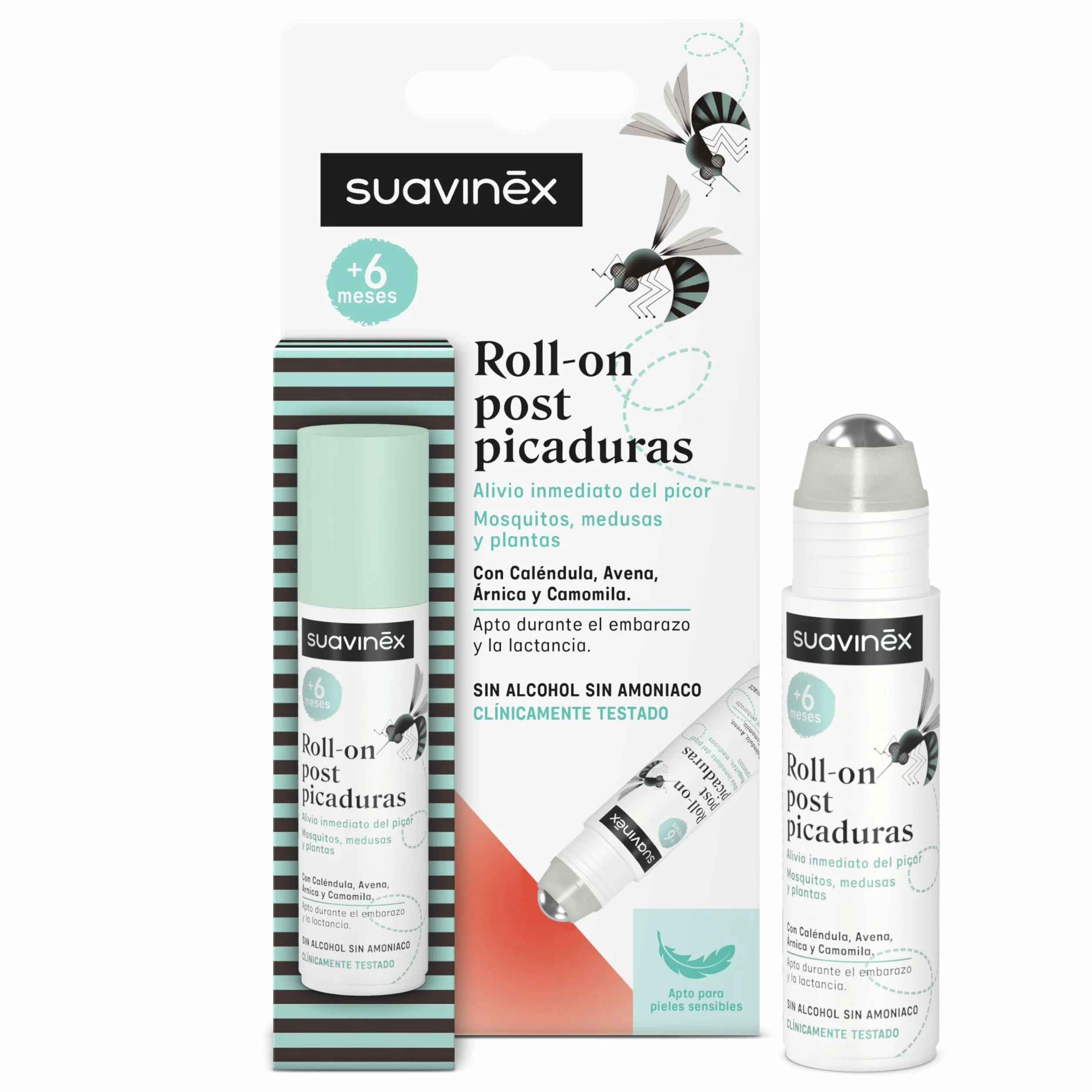 Suavinex Roll On Post Picaduras de Mosquitos, Plantas y Medusas, Sin Alcohol, Sin Amoniaco, 15 ml