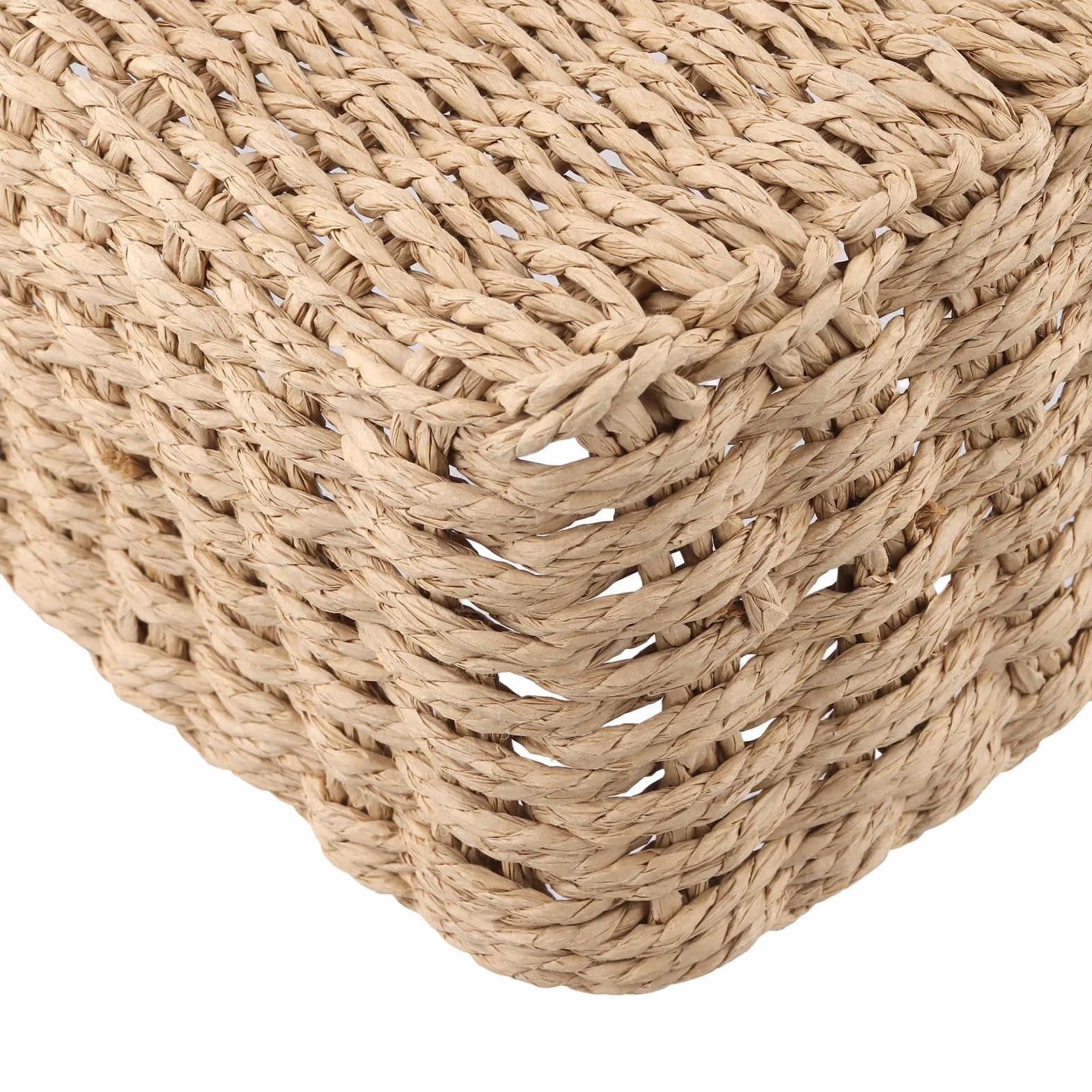 Juego de 4 cestas de almacenamiento trenzadas beige para maquillaje dormitorio oficina salón