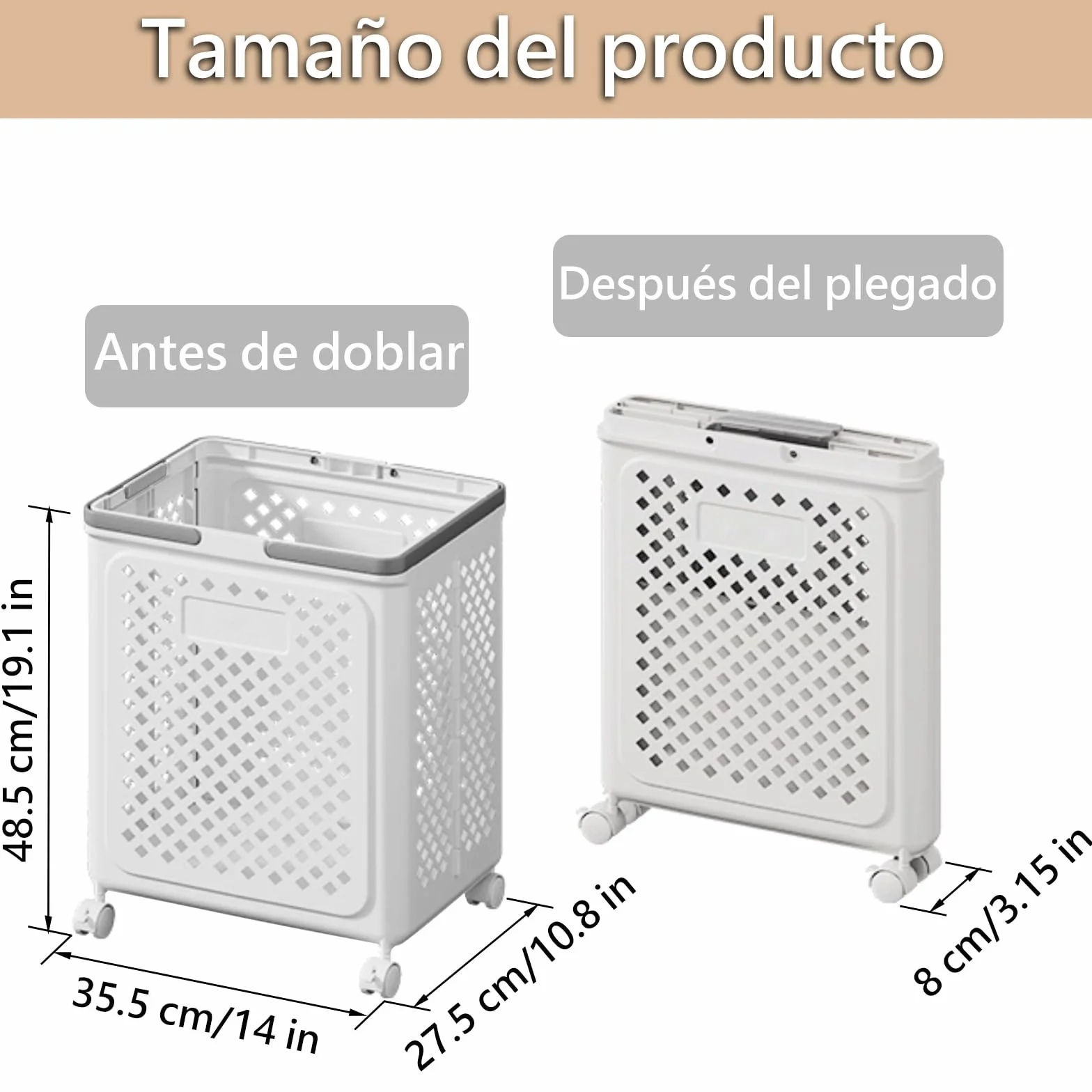 50 L Cesto de Ropa Sucia con Ruedas Cesta Plegable para Colada,Lavandería de Plástico Plegable con Asas Ergonómicas para Dormitorio Baño Lavandería y Espacios Reducidos