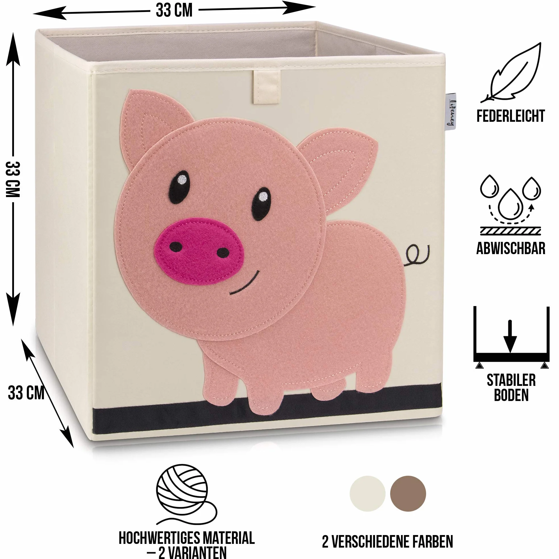 Caja de almacenamiento infantil cerdo claro