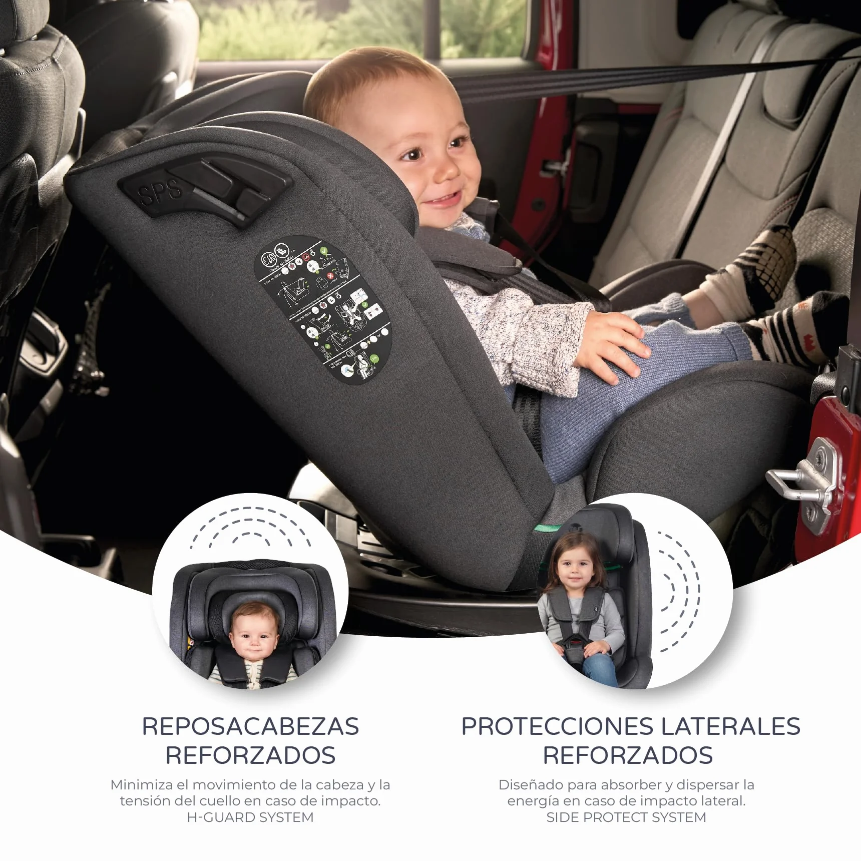 MS BabyWorld – CORFÚ – Silla de coche I-Size Grupo 0/1/2/3 | 40-150 cm | Isofix y Top Tether | Nacimiento a 12 años (0-36 kg) | A contramarcha hasta 18 kg | Giratoria 360º Universal