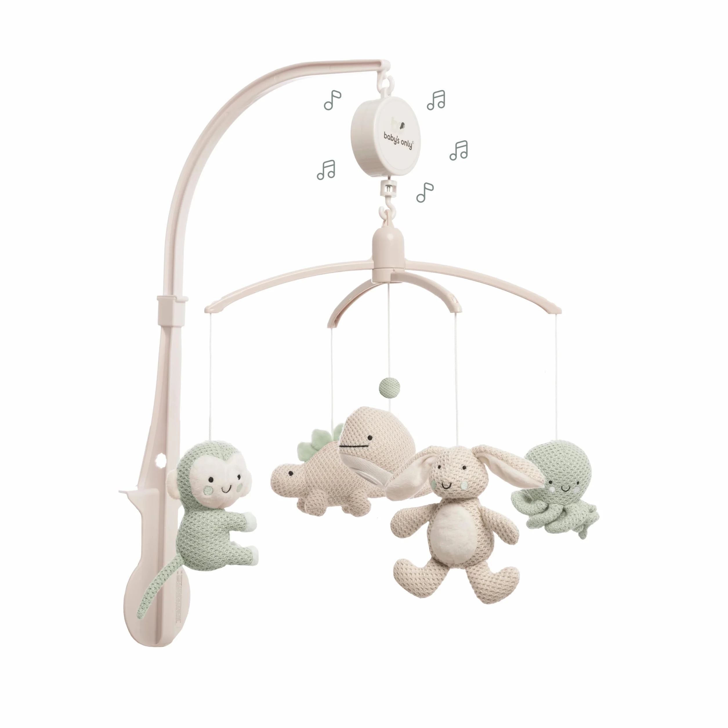 Baby's Only Móvil Musical Baby Animals Caja de música para bebés con melodías Laurel Green/Warm Linen