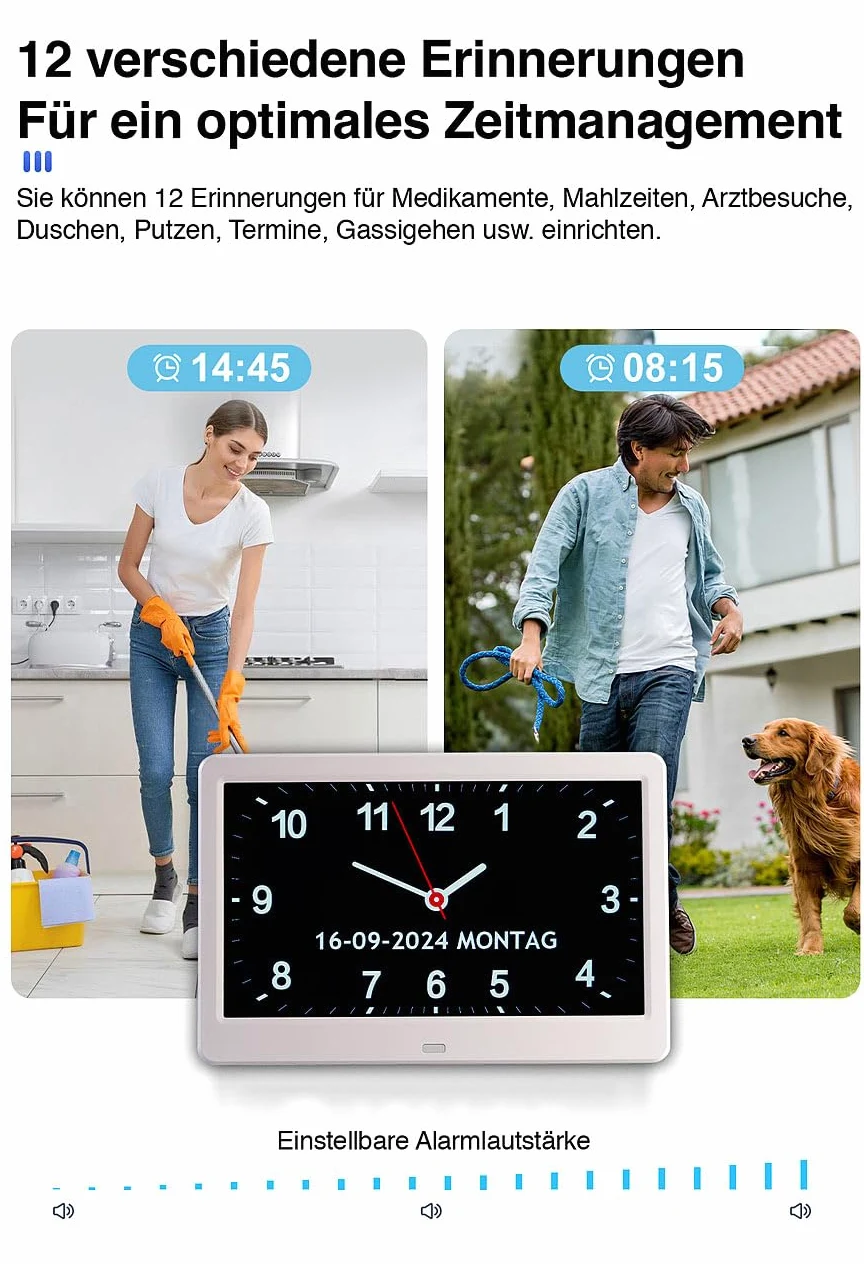 Infactory Reloj Digital con Pantalla de 10 Pulgadas, Despertador, Calendario y Reproductor Multimedia