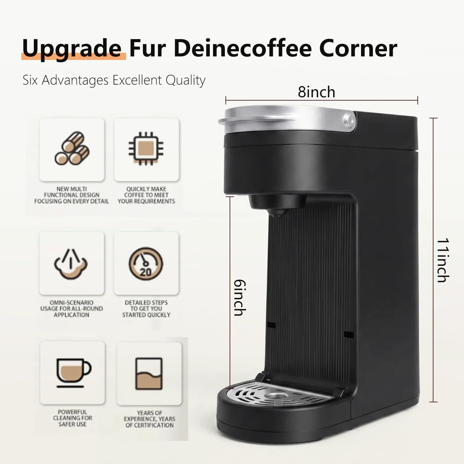 Cafetera Capsulas, Cafetera Multicápsulas con Aislamiento Térmico y Función De Calentamiento, La Máquina De Café Multicápsulas para Cápsulas K-Cup, Negro, 360ml