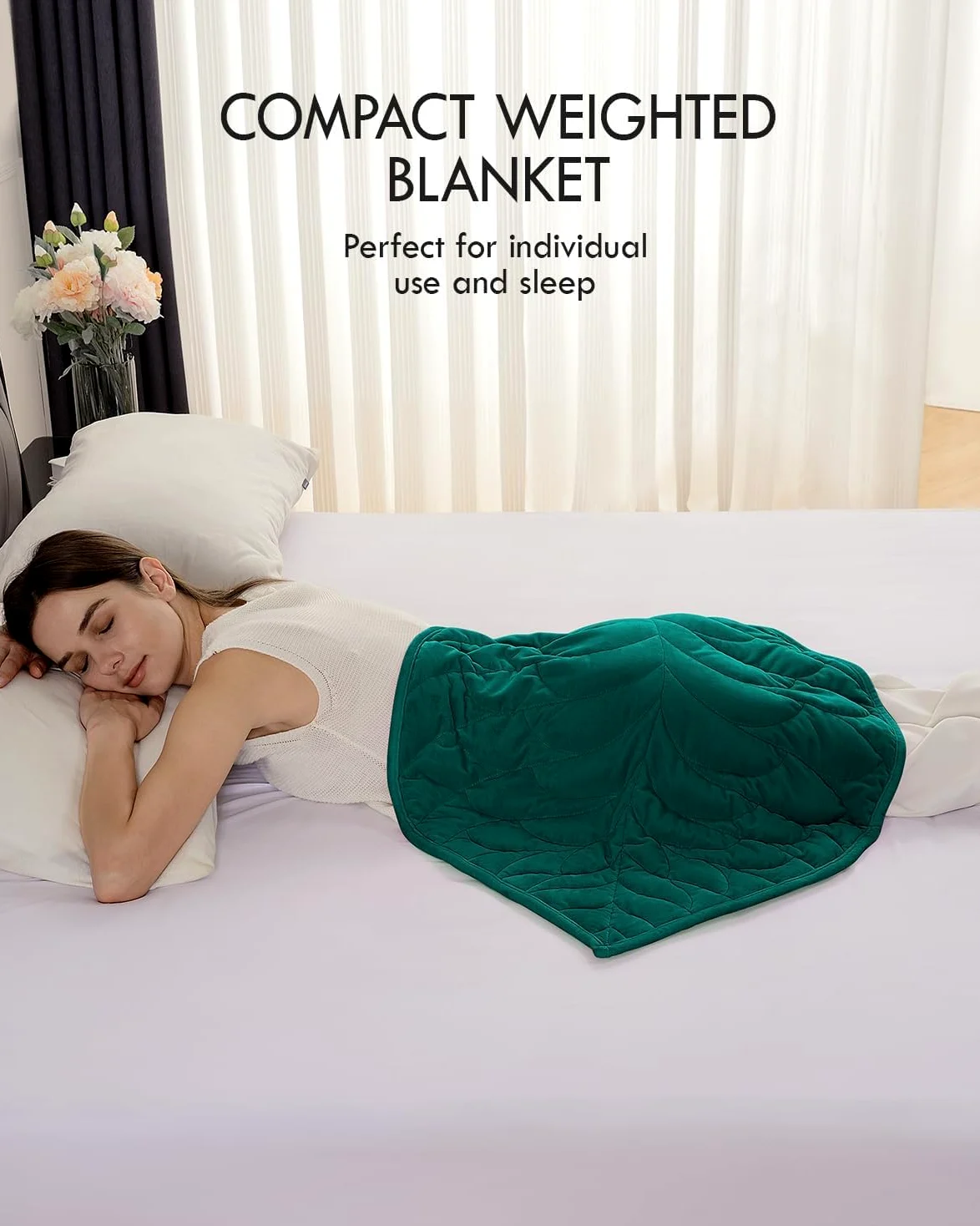 Sivio Pequeña Manta Ponderada 2.3 kg 58x74 cm, Terciopelo de Cristal de Lujo, Relajación para Sofá/Oficina, Lavable | Verde Oscuro