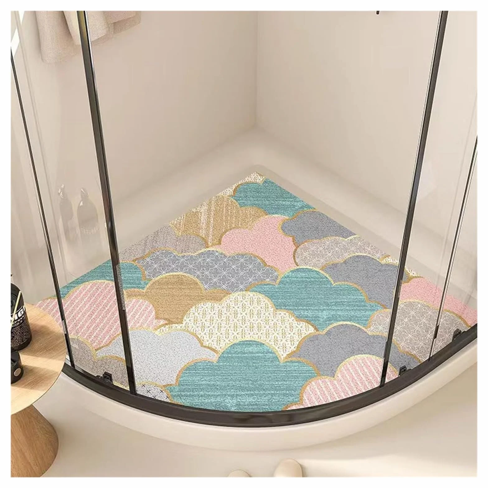 Alfombrilla de baño, alfombrilla de ducha de esquina, alfombrillas de baño curvas for ducha interior, alfombrilla de baño con sector de lufa, alfombrilla antideslizante for el suelo del baño, alfombri