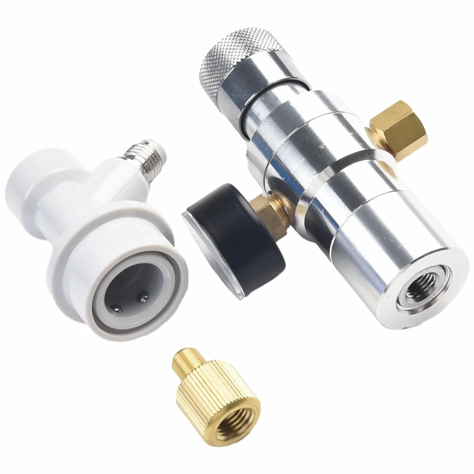 FACAIIO Barril de cerveza portátil para dispensador de carga con manómetro de 0 a 30 PSI y 3 adaptadores de rosca de 8 pulgadas de 2 L, 3.6 L, 5 L, barril Cornelius, café y kombucha