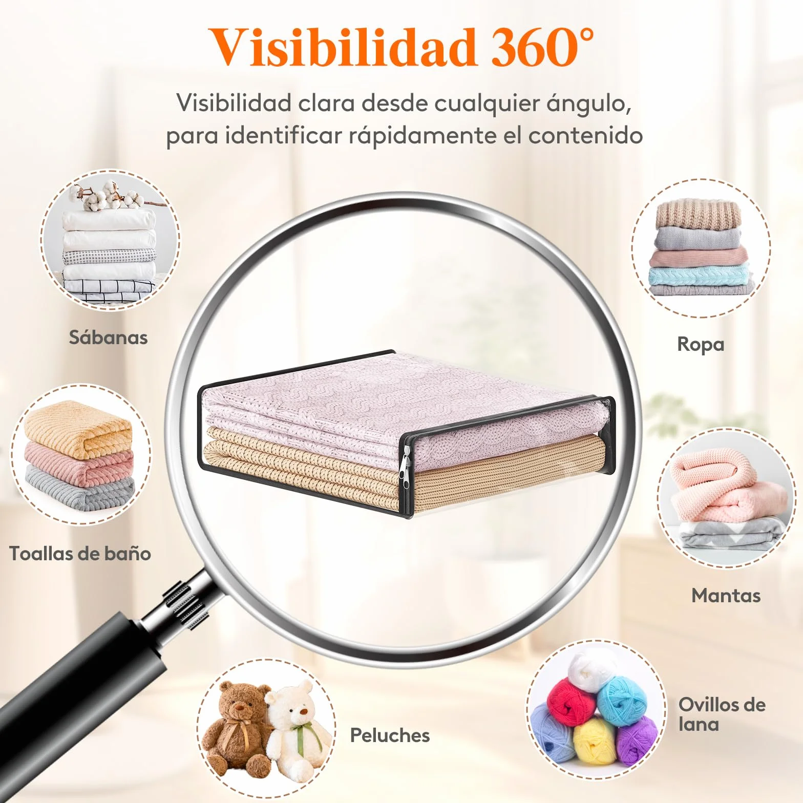 Lifewit Bolsas para Guardar Ropa, Bolsa de Plastico Almacenamiento con Cremallera, Plegables Oganizador Ropa Armario, Cajas Almacenaje, Bolsas para Guardar Edredones, Juguetes, 14 L, 8 Piezas