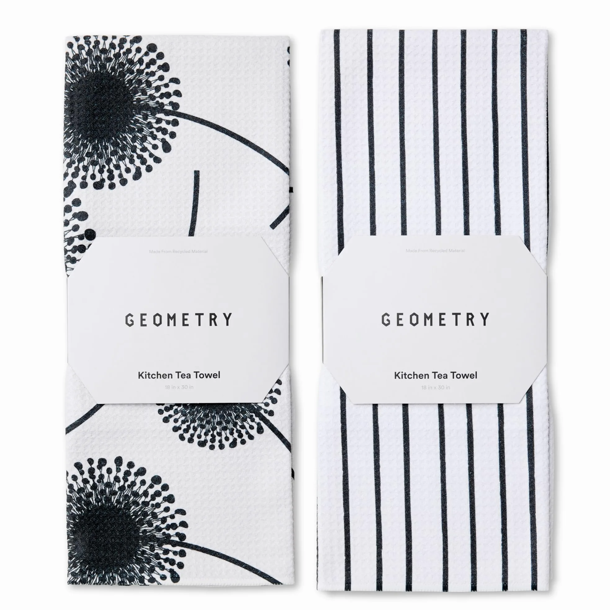 GEOMETRY Paño de cocina – Paños de microfibra de secado rápido para secado de cocina – Toalla de secado rápido de alta calidad – Lino + Full Bloomed (juego de 2 unidades)