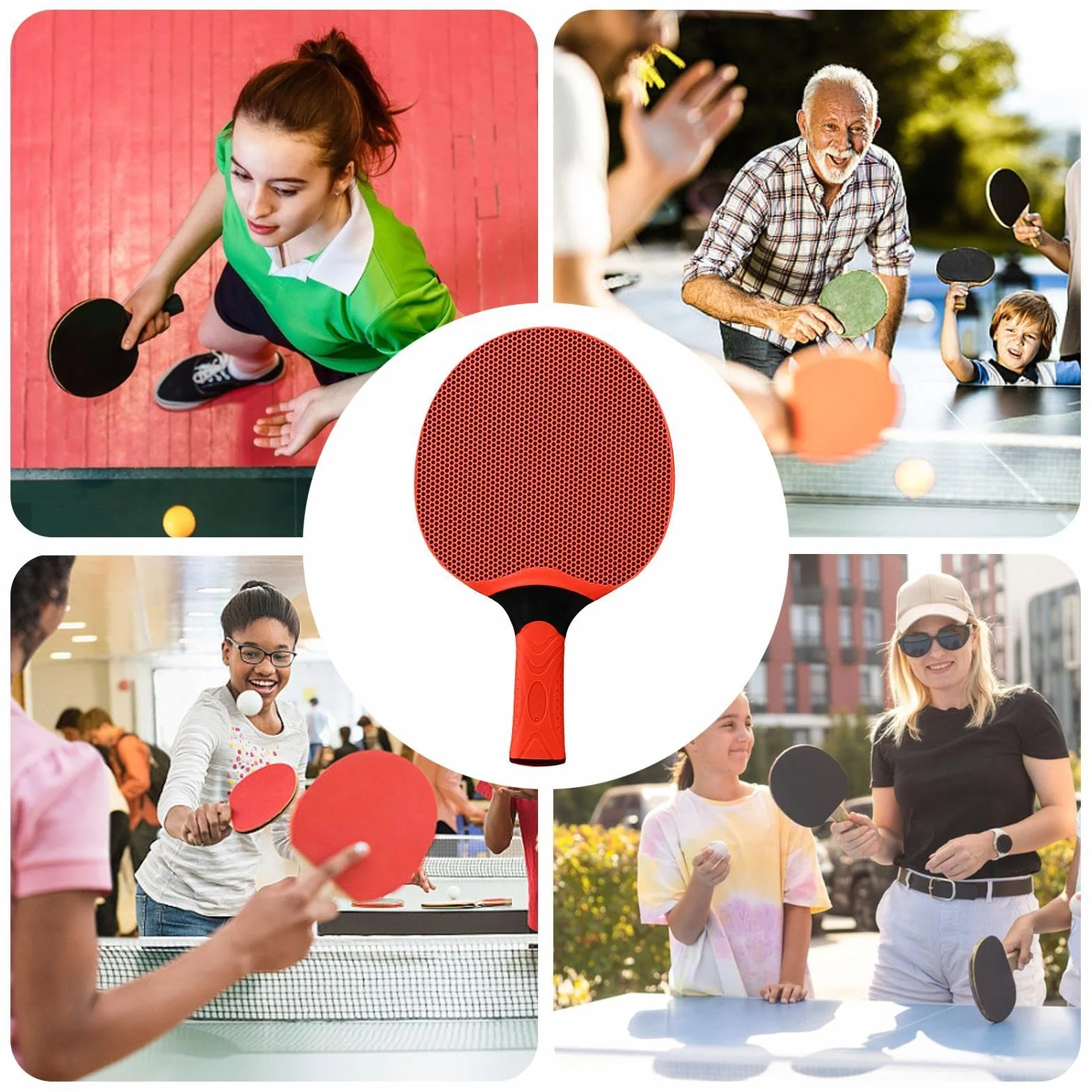 Raqueta de Tenis de Mesa de Goma con Mango, Juego Interior-Exterior para Niños