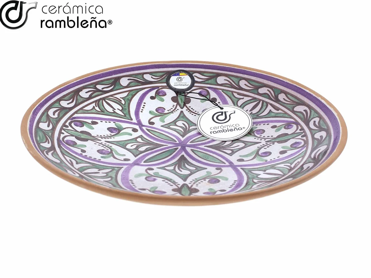 Plato decorativo pared cerámica barro Modelo D49 27x27x4.5 cm Hecho a mano