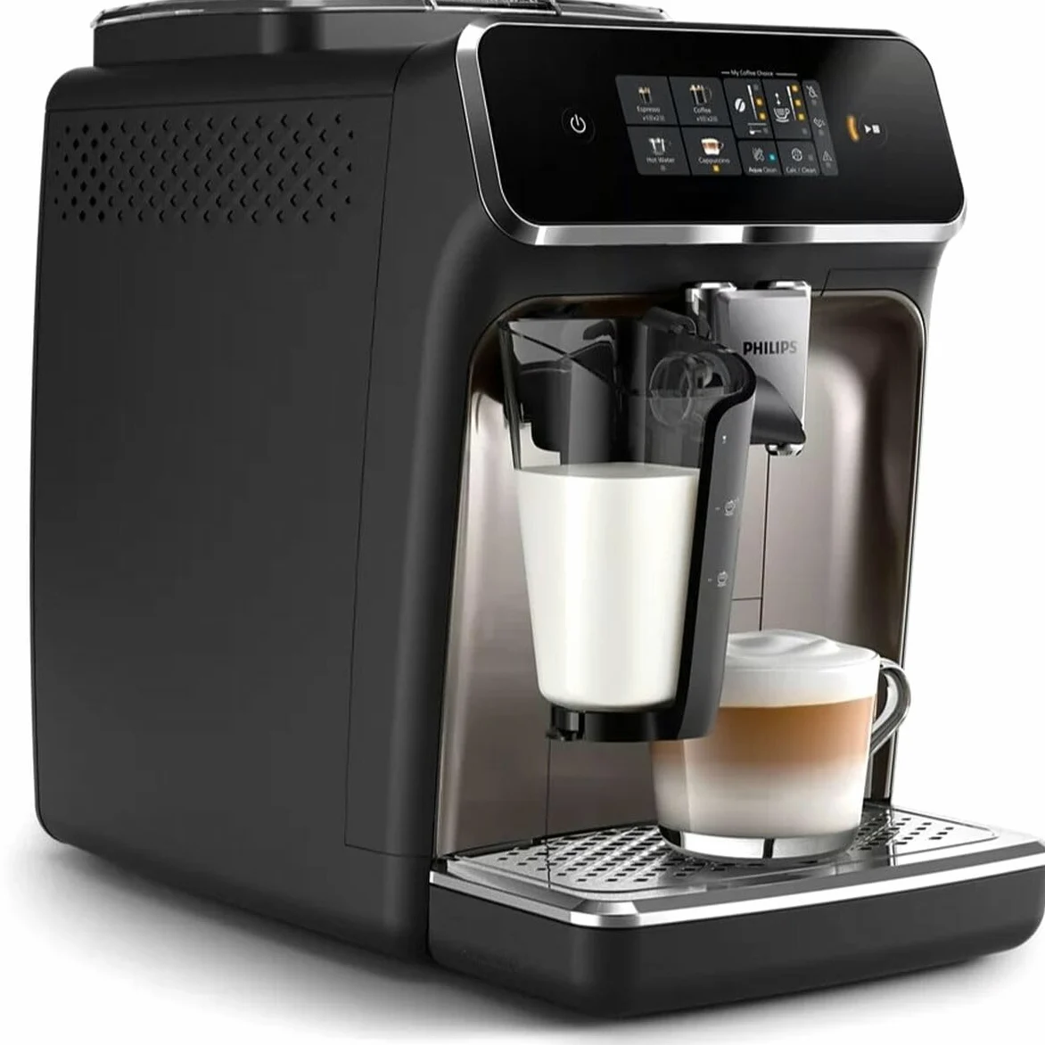 Cafetera espresso autom�tica - PHILIPS - Silent Brew EP2336/40 - 4 bebidas LatteGo - Cromo negro