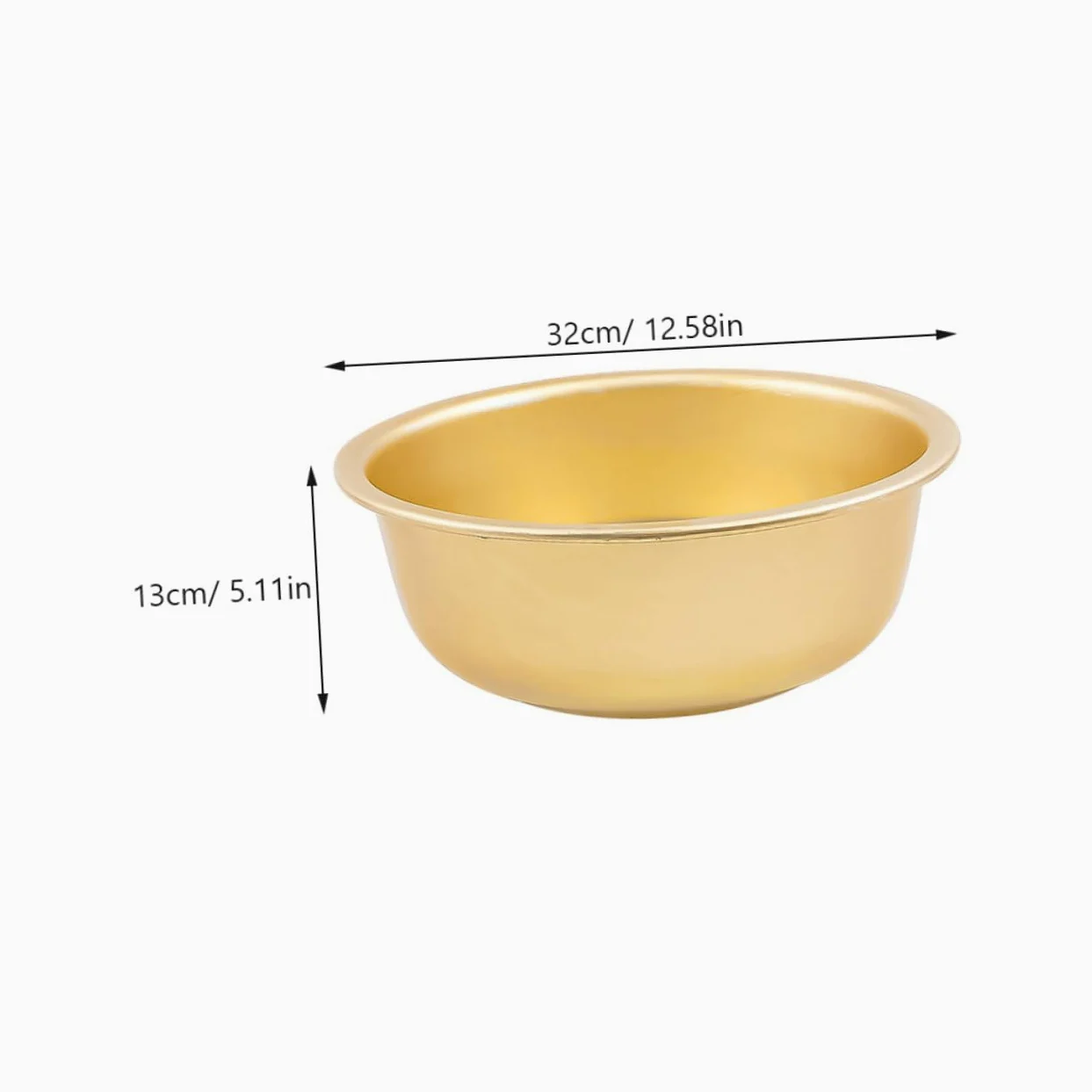 Cuenco de Aluminio Dorado de Gran Capacidad Diseño Redondo, Lavabo de Metal Seguro Fina Manufactura para Cocina y Lavado de Frutas