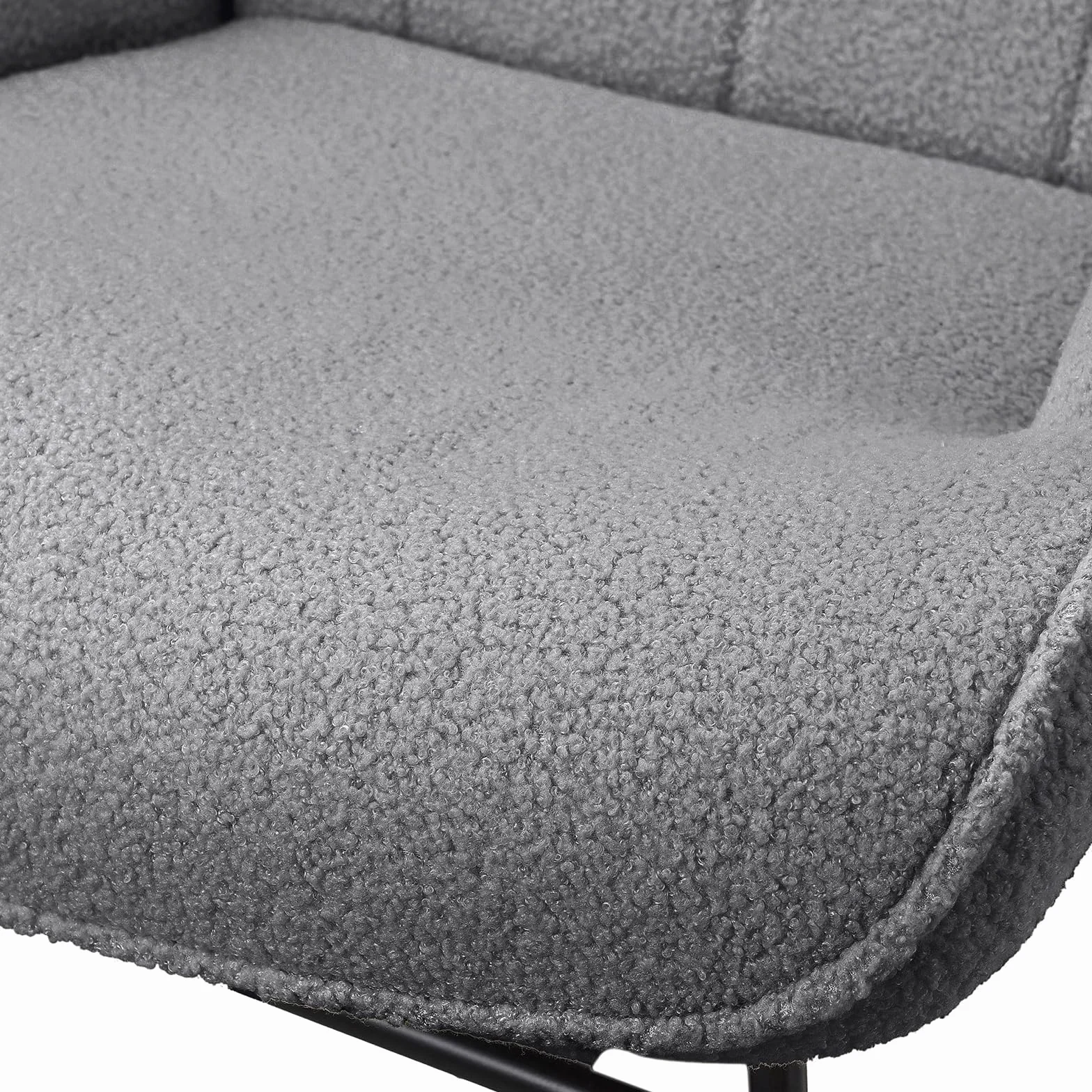 Sillón de lactancia con respaldo alto, mecedora de tela Teddy, gris oscuro