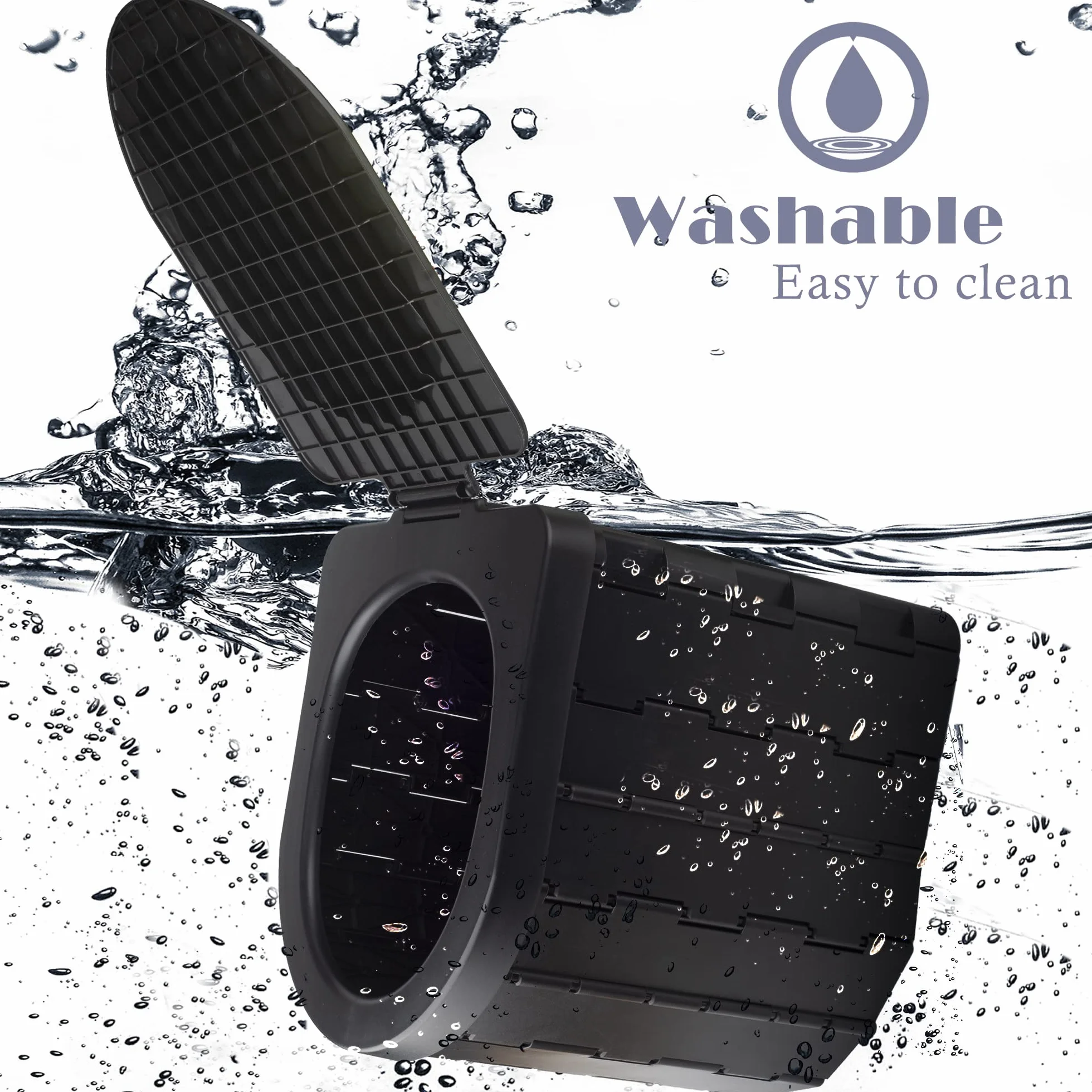 KINSPORY Inodoro Portátil Camping WC Negro con Tapa