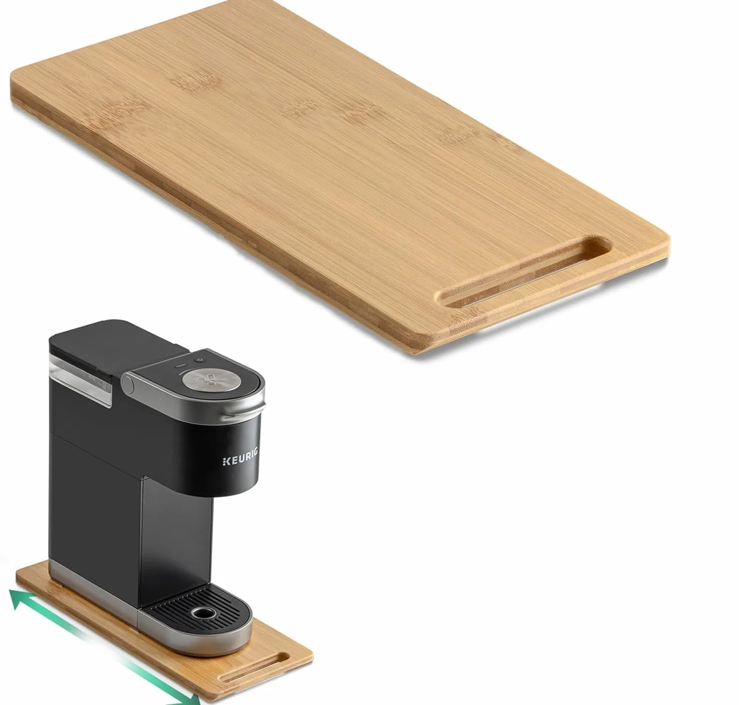 Igma Bandeja Deslizante de Madera Natural para Cafetera y Electrodomésticos - Tabla Deslizante Elegante y Resistente para Cocina - Soporte Deslizante de Bambú (S)