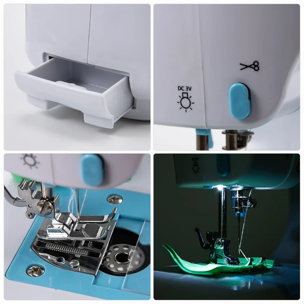 Pequeña máquina de coser, máquina de coser eléctrica portátil para principiantes con patrón de 12 puntadas